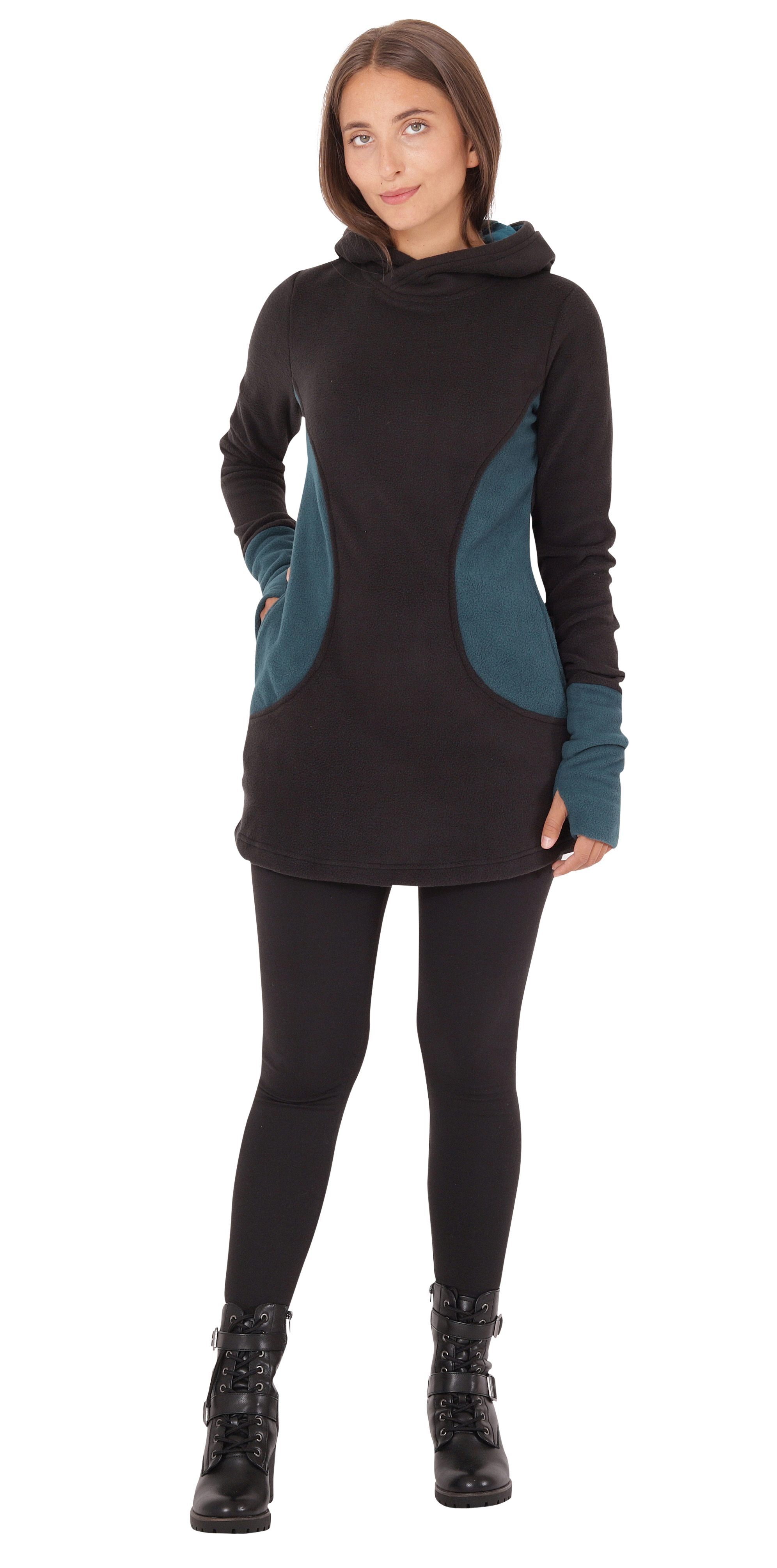 PUREWONDER Pullover und Kleid Fleece Blau dr12 Taschen Kapuzenpullover mit Kapuze und