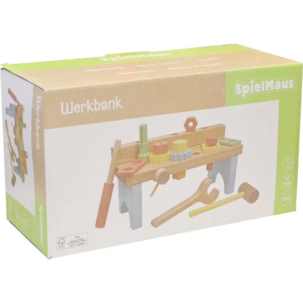Vedes Werkbank Spielmaus Holz Werkbank 17-teilig