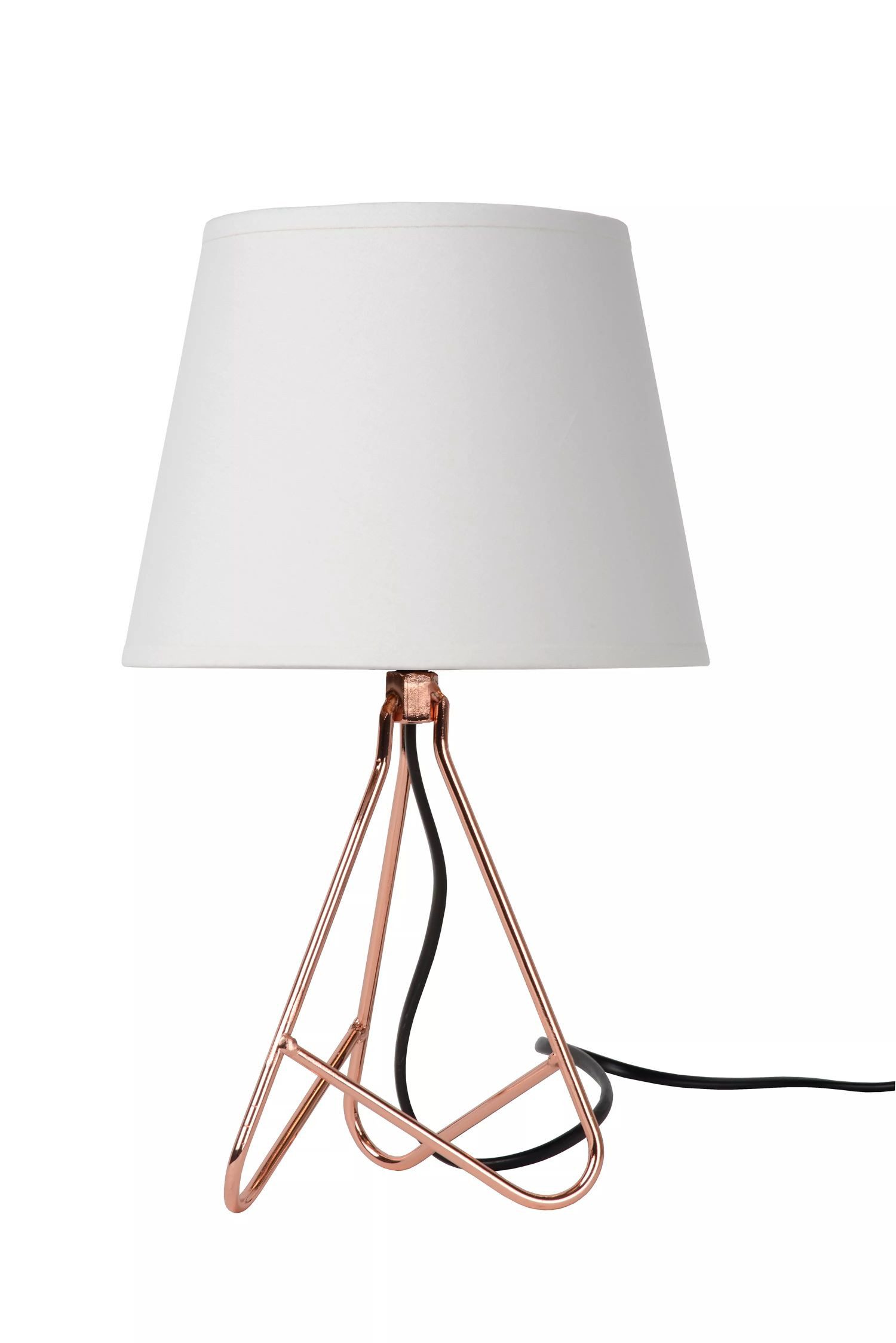 Licht-Erlebnisse Nachttischlampe ZORIN, ohne Leuchtmittel, Weiß Kupfer Stoff E14 H:30 cm klein Modern Nachttisch Schlafzimmer