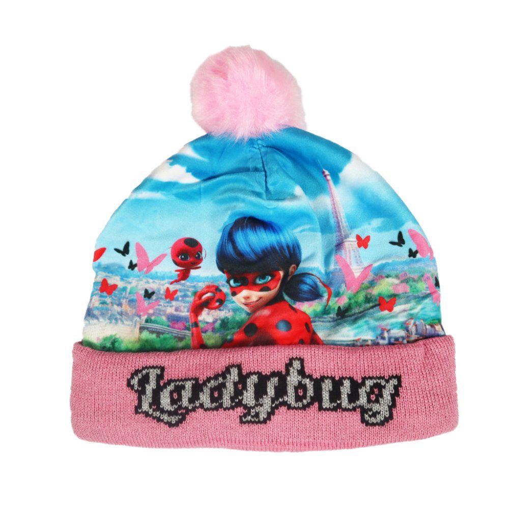 Ladybug plus Ladybug Gr. 2tlg Handschuhe Wintermütze Bommelmütze 54 - bis 52 Miraculous Miraculous Set Rosa Kinder