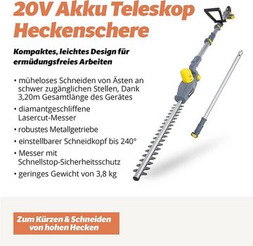 Fanztool Akku-Heckenschere Akku Teleskop Heckenschere Teleskopstiel mit 20V/2Ah Akku, (Packung)