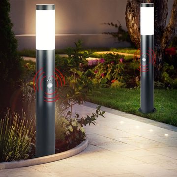 etc-shop LED Außen-Stehlampe, Leuchtmittel inklusive, Warmweiß, Außen Steh Lampe Bewegungsmelder Garten Beleuchtung