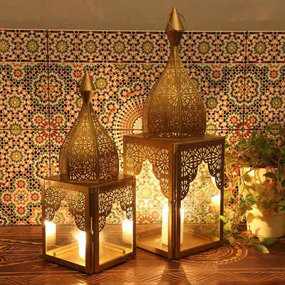 Casa Moro Kerzenlaterne Orientalisches Windlicht Modena Gold L&M 2er Set, Laterne, Kunsthandwerk, Ramadan Eid Wohn Deko