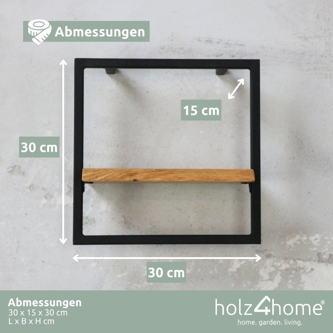 Schwarz Baumkante, gerahmt Small geölt Natur Wandregal Wandregal mit 30x15x30cm holz4home