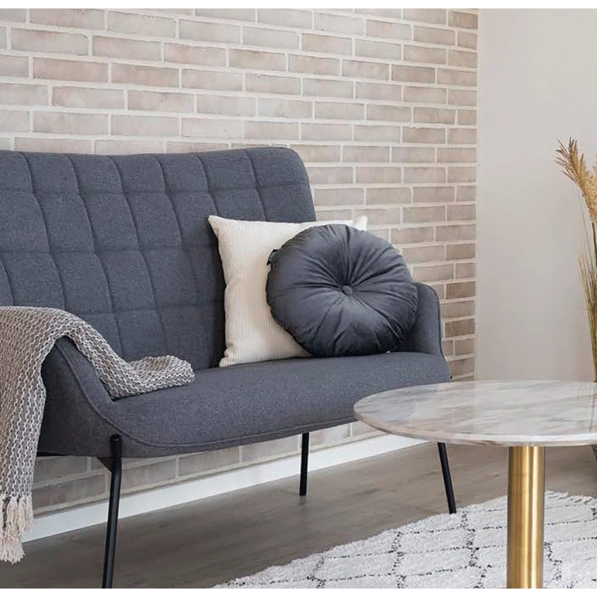 Dekokissen Rundes Samtkissen, grau.