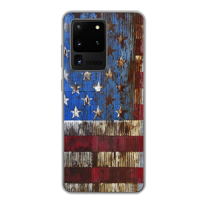 MuchoWow Handyhülle Verrostete Flagge der Vereinigten Staaten Phone Case Handyhülle Samsung Galaxy S20 Ultra Silikon Schutzhülle
