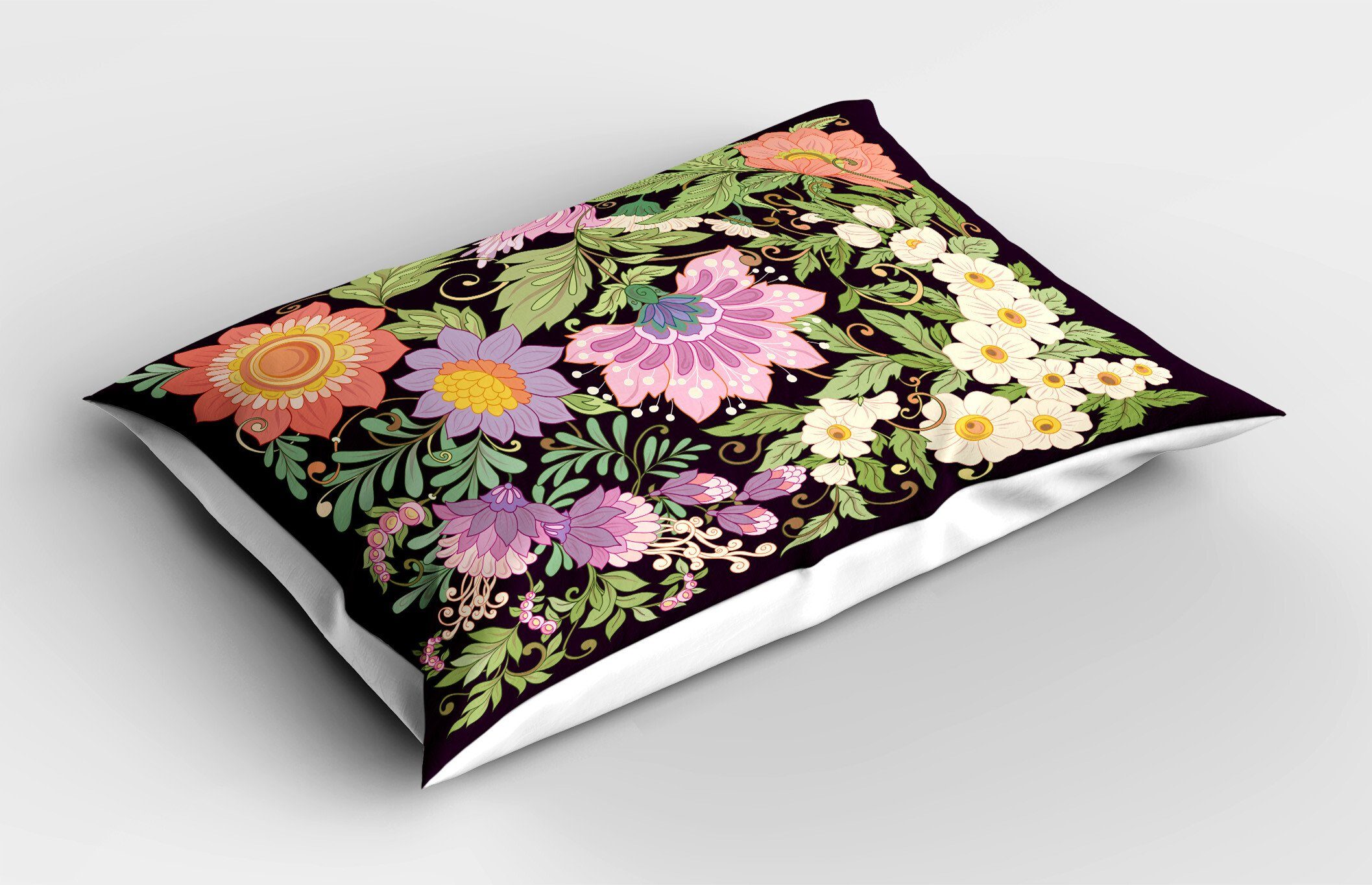Kissenbezüge Dekorativer Standard Size Gedruckter Kopfkissenbezug, Abakuhaus (1 Stück), Jahrgang Blühende Blumen