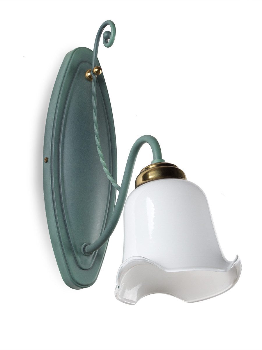 Helios Leuchten Wandleuchte klassische retro Wandlampe Jugendstil echt Messing, für Wohnzimmer Esszimmer, grün patiniert
