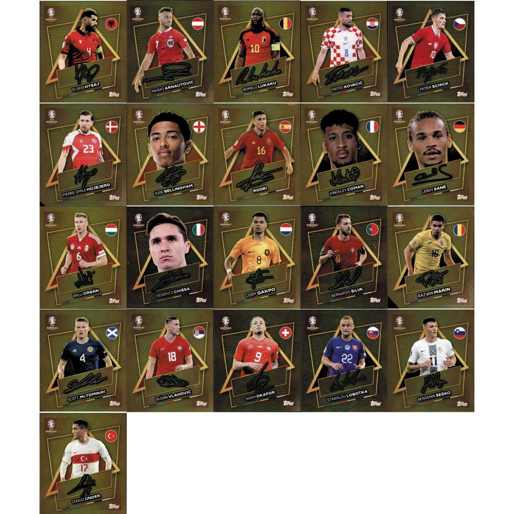 Topps Sammelkarte UEFA Euro 2024 Alle 21 Gold Star Signature Sticker - Star Player SP