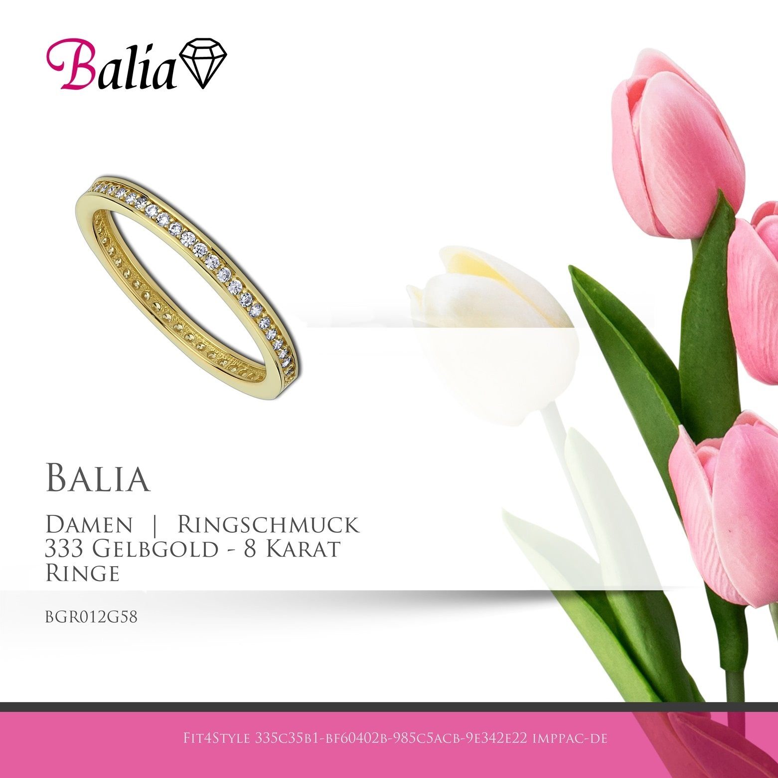 Balia Goldring Balia 58 Ringe, (Fingerring), (18,5) Gr.58 - Gelbgold Damen Karat Gitzer, Damen 8Karat 333 Gelbgold 8 Ring