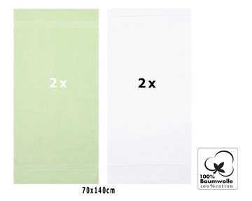 Betz Duschtücher 4 Stück Duschtücher Palermo 100% Baumwolle 70 x 140 weiß/grün, 100% Baumwolle