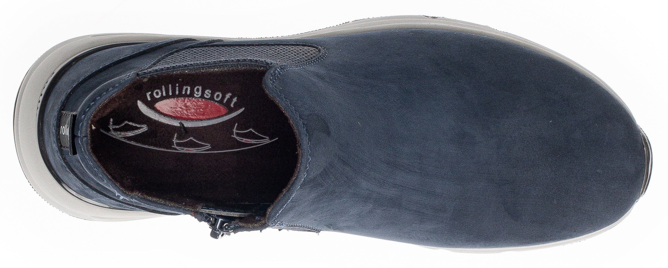 Blau (blue) Rollingsoft an Ferse Logo mit Chelseaboots der Gabor