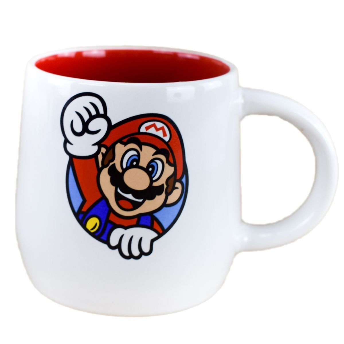 Stor Tasse Super Mario Tasse 360ml aus Keramik in Weiß / Rot Motiv & Schriftzug, Keramik, authentisches Design