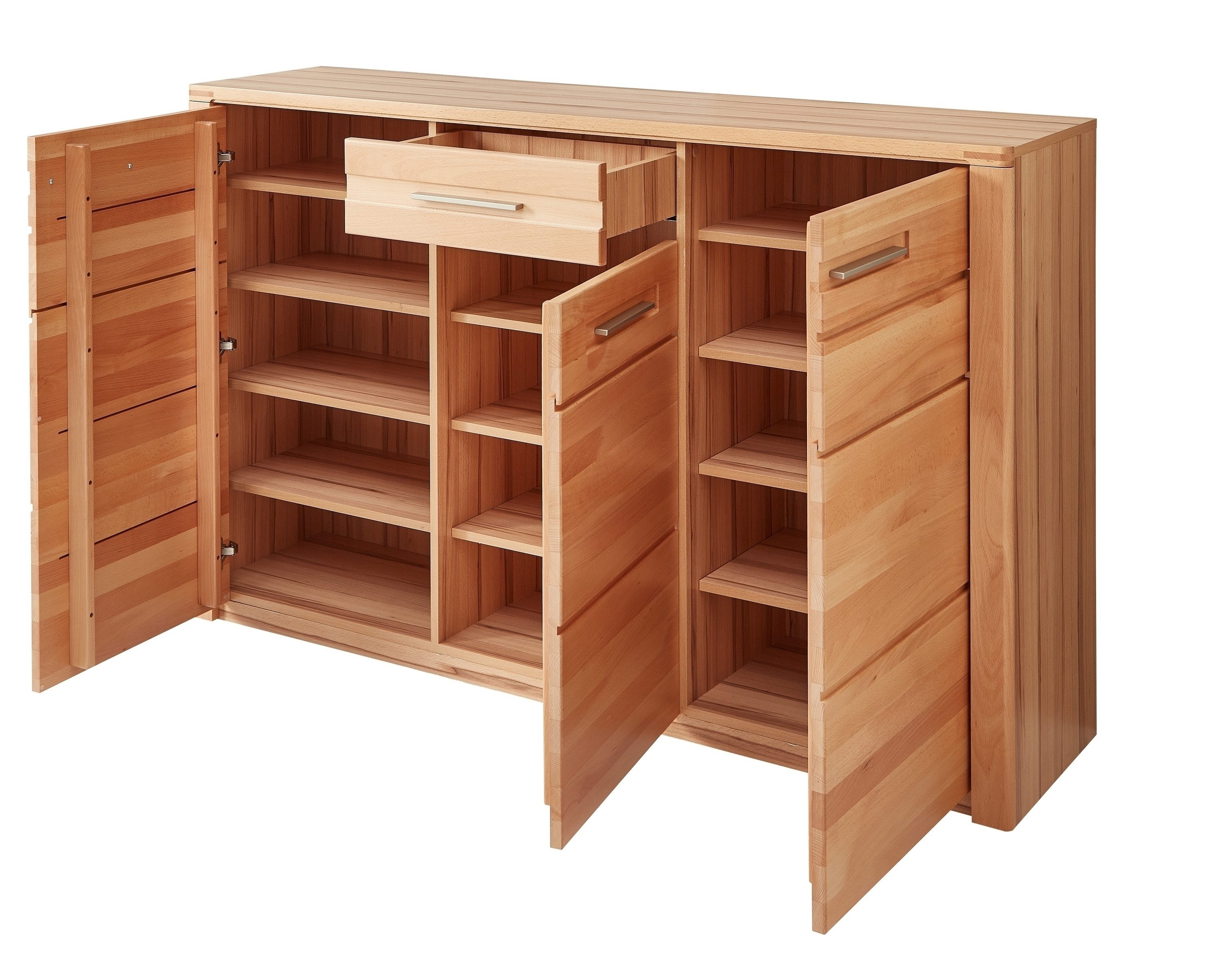 freiraum Schuhkommode Nature One, 3 Türen, 1 Schub, FSC Kernbuche teilmassiv - 160x100x40cm (B/H/T)