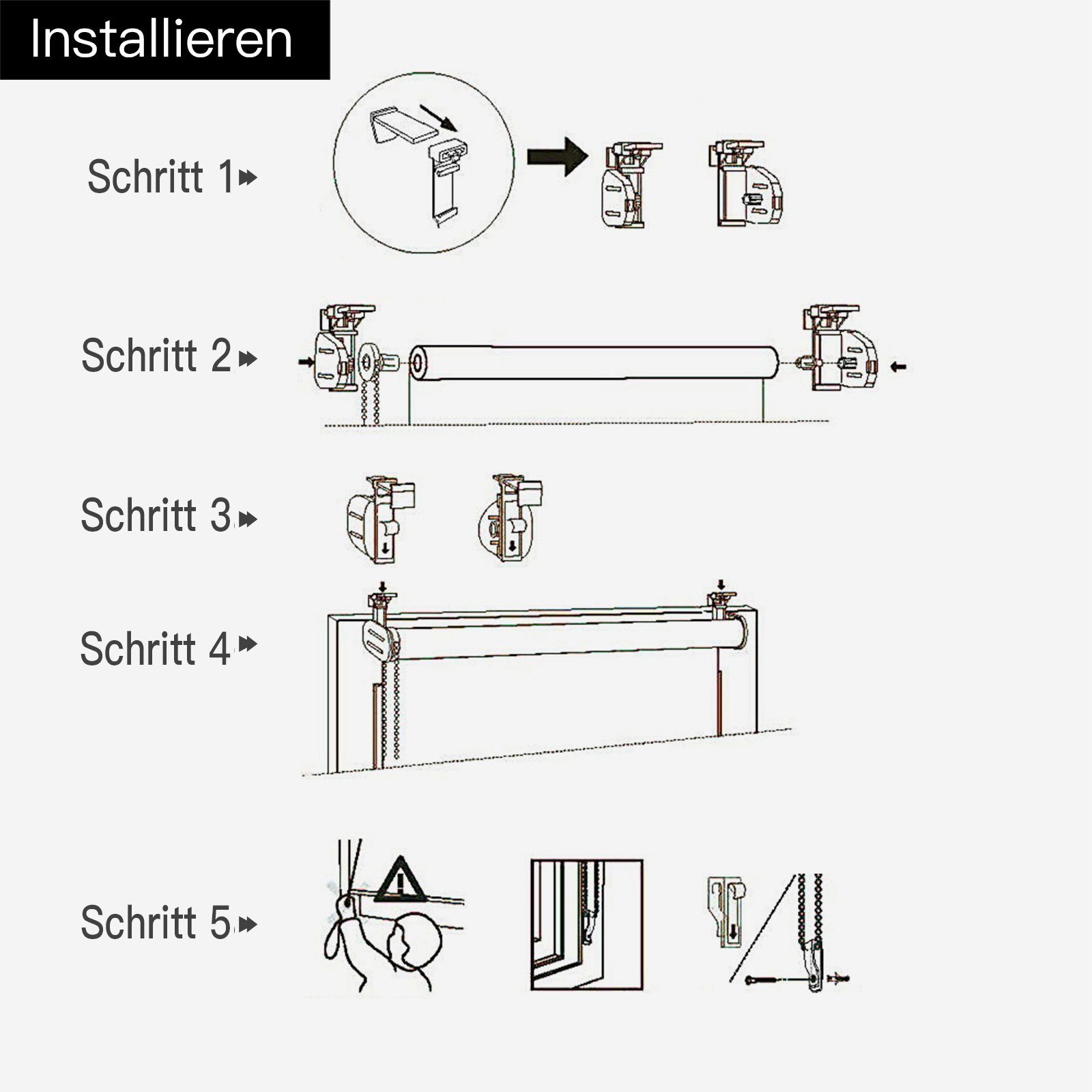 freihängend,verspannt, Bohren, mit Thermobeschichtung Grau Ohne Klemmfix, mit Lichtschutz, Freihängend, i@home, Seitenzugrollo Klemmträgern,