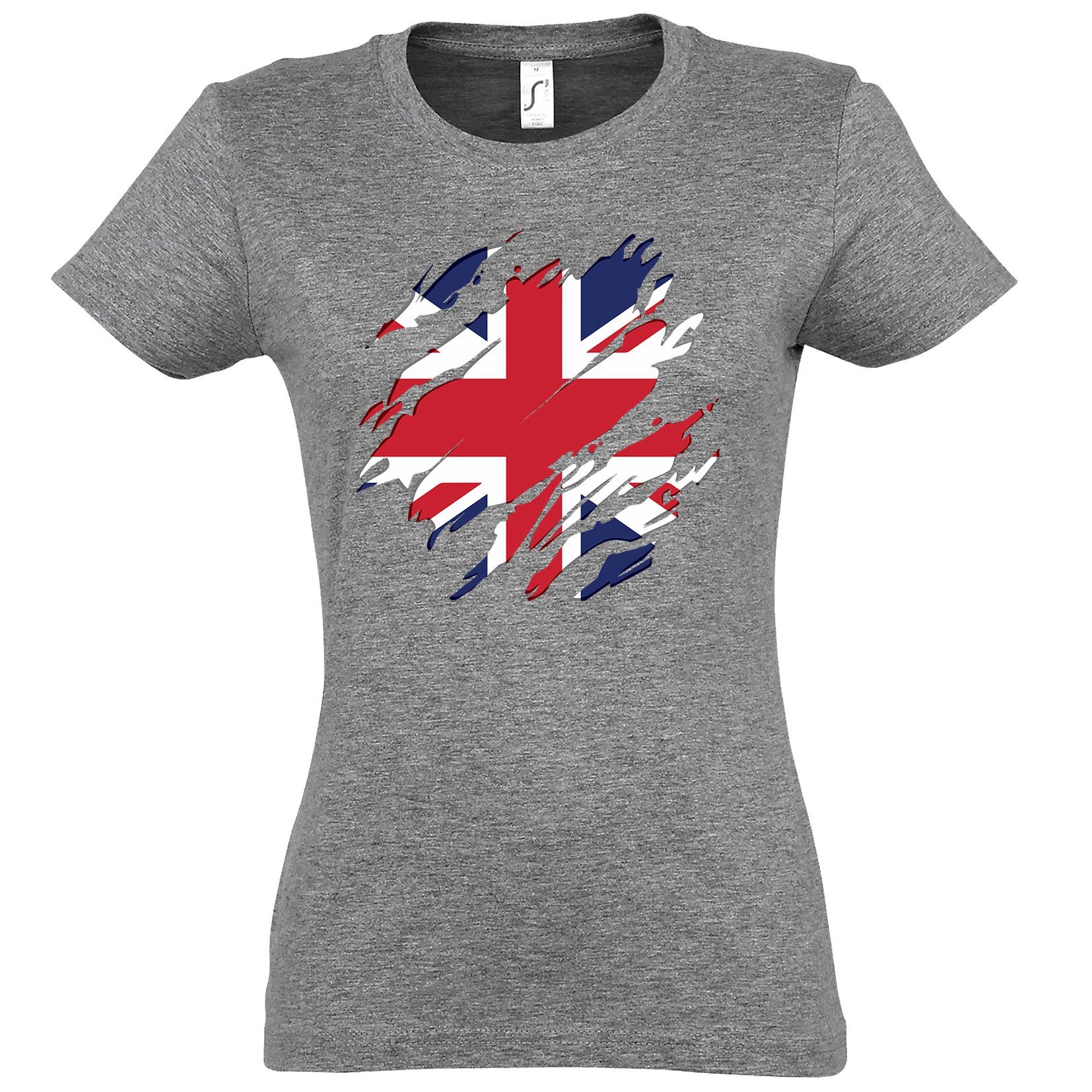 Shirt trendigem Grau Motiv England Damen T-Shirt mit Youth Designz Britain
