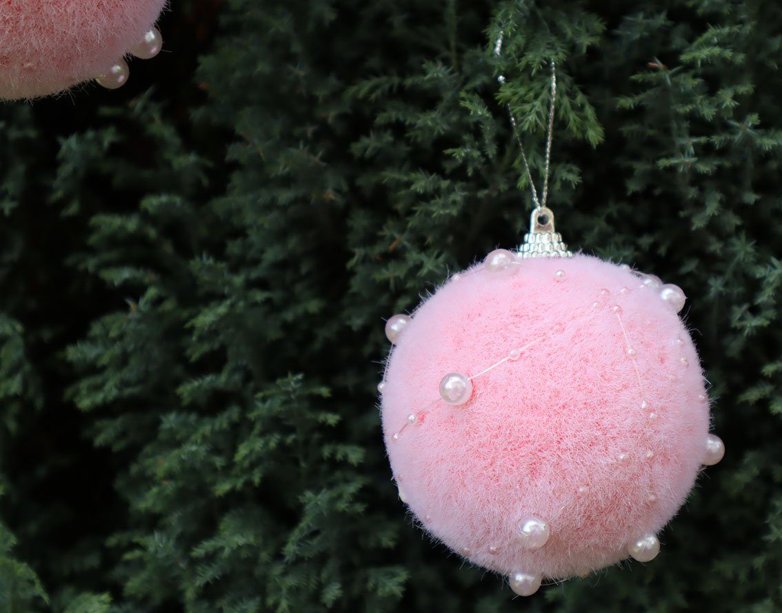 oder mit Pride Perlenbesatz Perlenbesatz, Weihnachtskugeln (4-tlg), in handarbeit Angel's handdekoriert, mit rosa weiß Christbaumschmuck