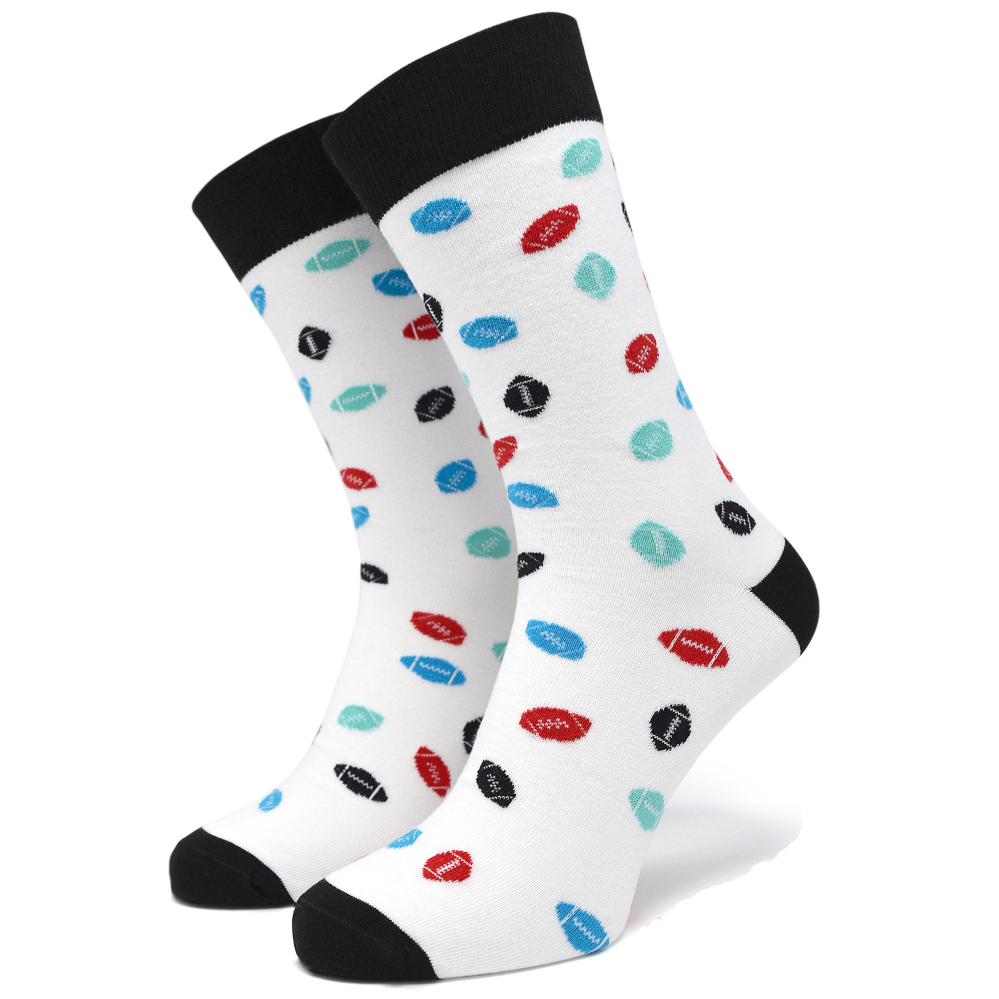 40YARDS Socken American Football Socken mit bunten Footbällen weiß/schwarz (Größe: 41-46)