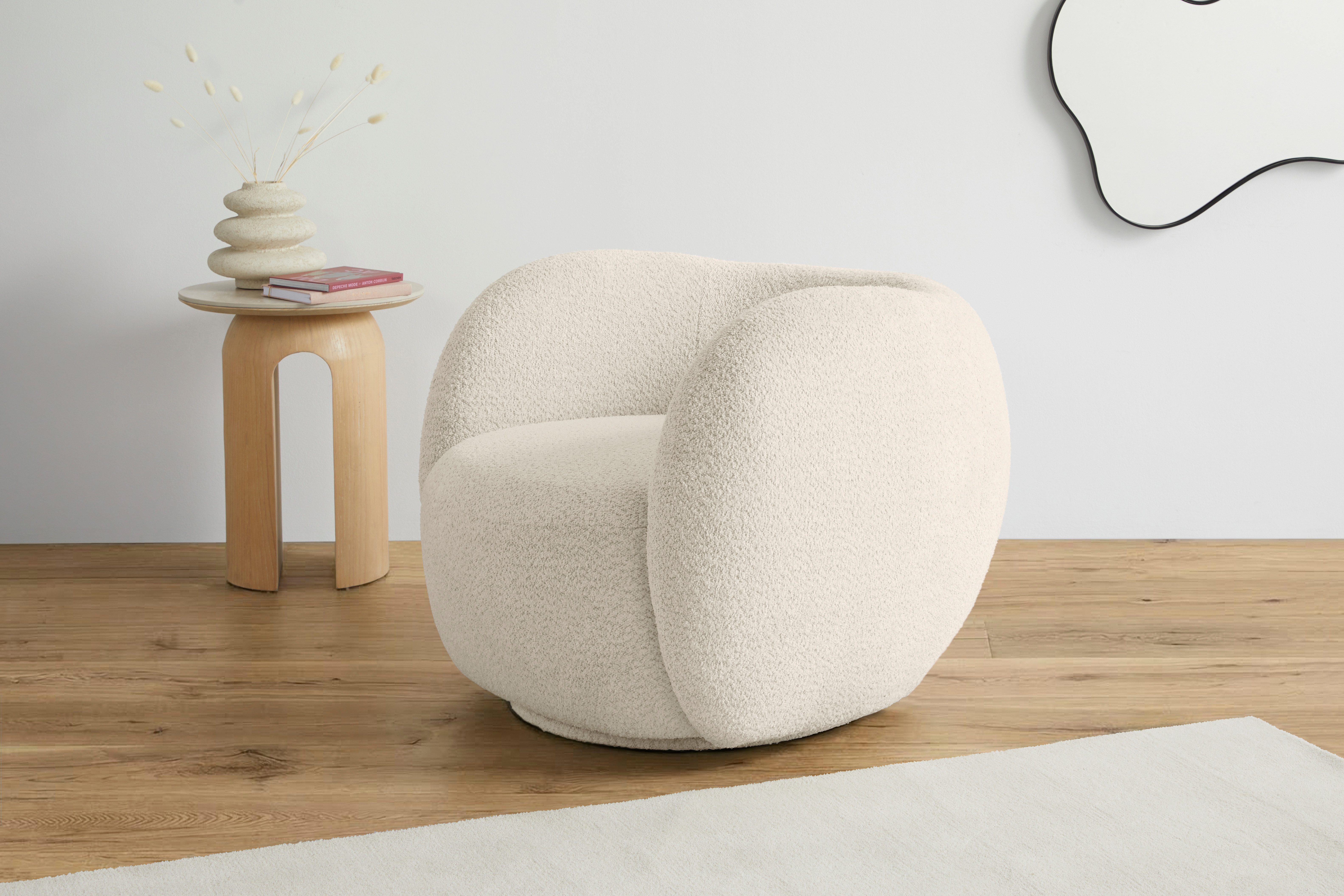 homsy by Ana Johnson Sessel Pebbla, exklusiver, formschöner Designsessel, Drehsessel, Mit oder ohne Drehfunktion, in Luxus-Microfaser oder Chenille