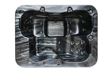 HOME DELUXE Whirlpool Outdoor Whirlpool BLACK MARBLE, (Inkl. Heizung, 27 Massagedüsen und 9 Lichtquellen, 1-tlg), Maße: 210 x 160 x 85 cm, Außen Whirlpool
