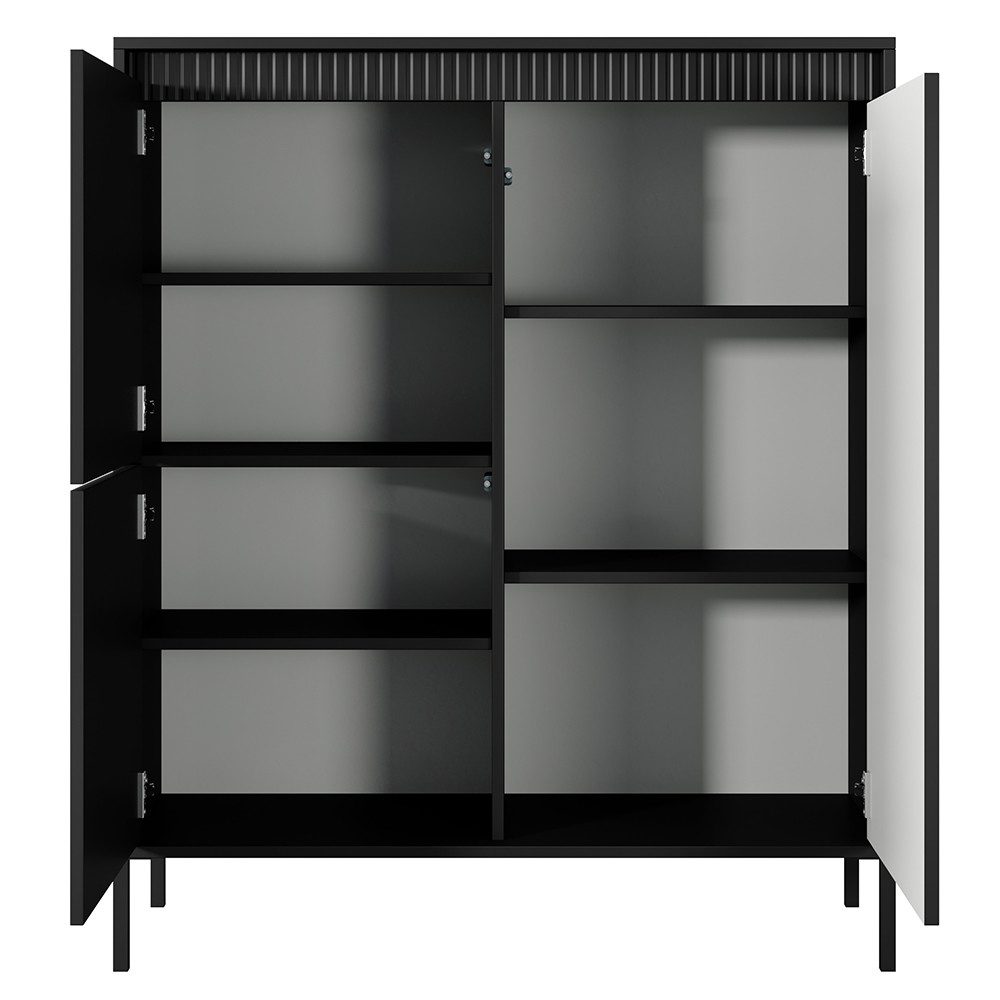 Lomadox Wohnzimmer-Set STERZING-167, (Mega-Spar-Set, 4-St., Kommoden TV-Lowboard Couchtisch), schwarz, Rillenfront, grifflos mit push-to-open