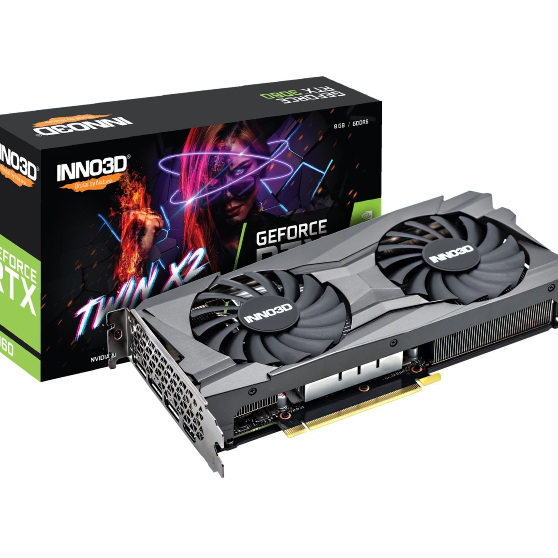 Grafikkarte TWIN GB, 3060 3060 cooler, Inno3D Twin RTX (8 GDDR6, Back GEFORCE X2 Plate) GeForce RTX