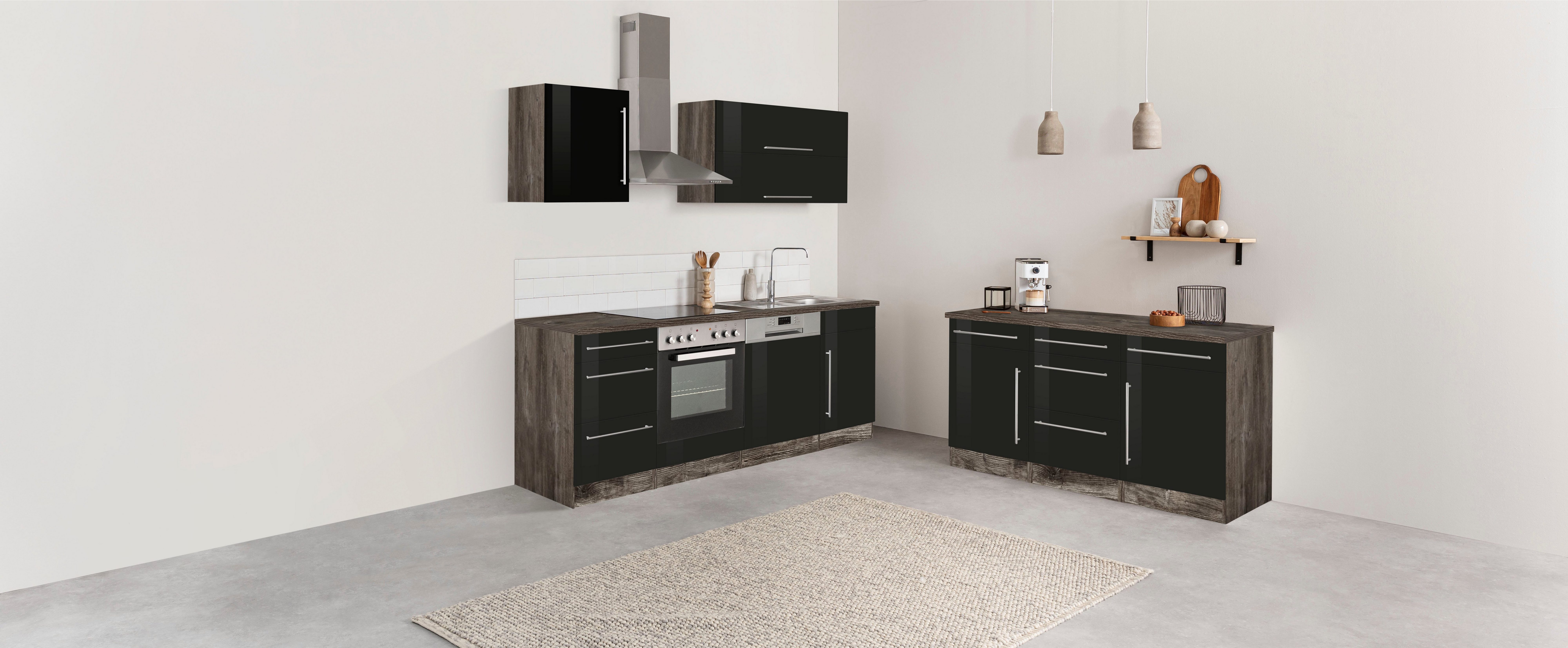 KOCHSTATION Küchenzeile KS-Samos, Breite 220 cm, günstig online kaufen