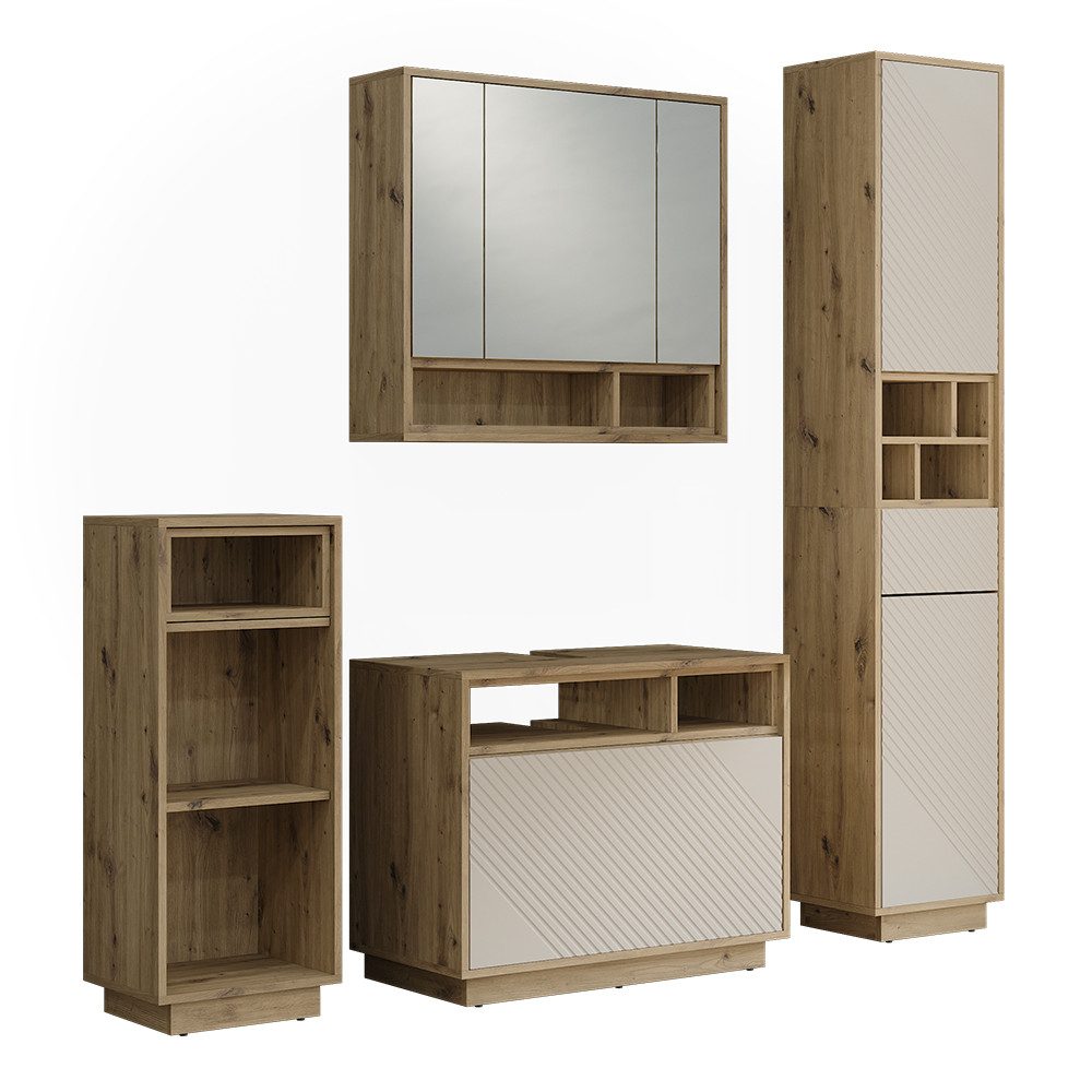 Vicco Badmöbel-Set Beatrice, Cashmere/Artisan-Eiche, 4-er Set, (4-St., 4er Set)