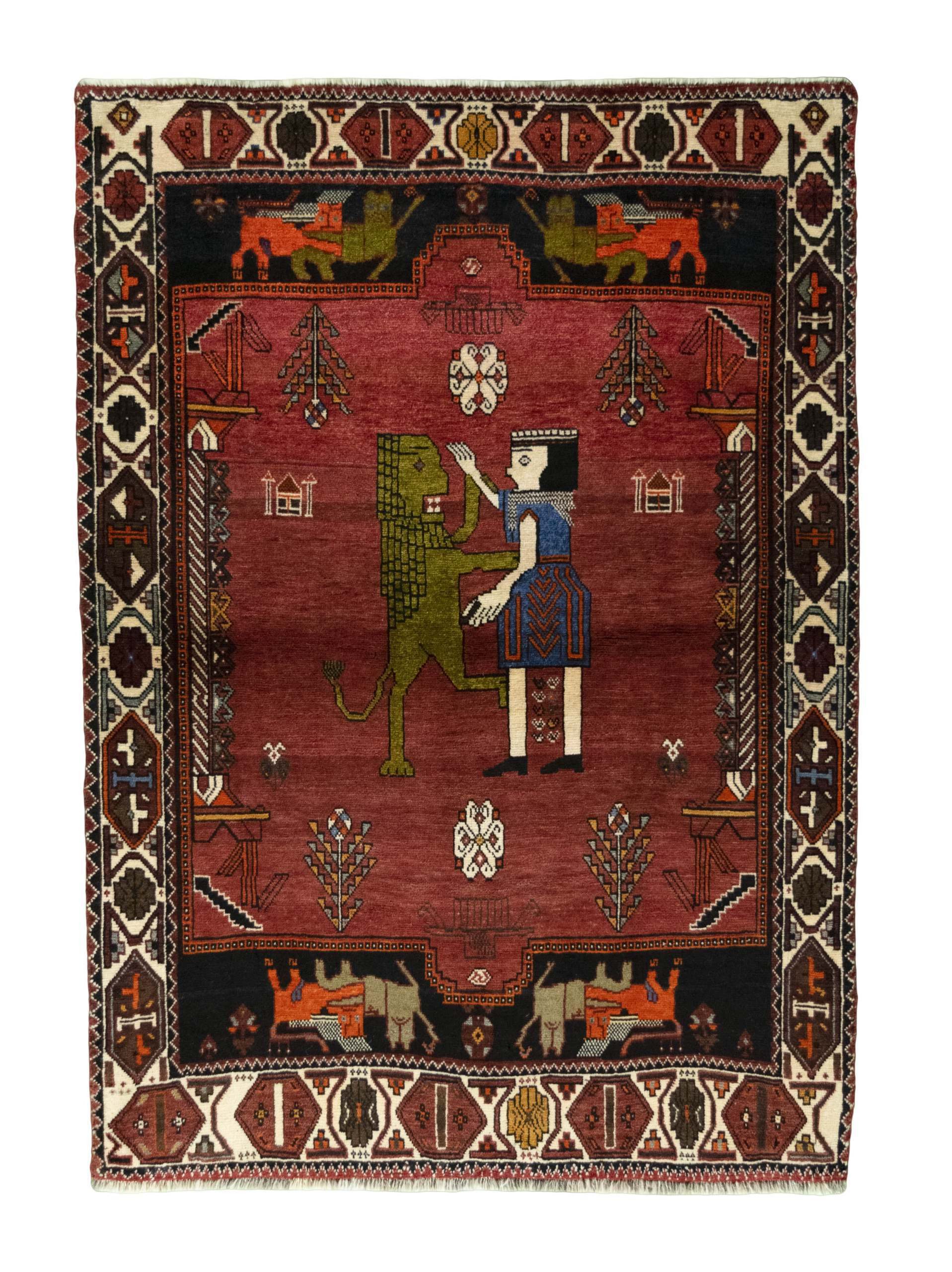 CABBEL Orientteppich 182x130 cm Perser Shiraz Rot Schurwolle Handgeknüpft Nomaden Unikat, rechteckig, Höhe: 10 mm, 100% Schurwolle – weich, pflegeleicht, solide Knüpfdichte