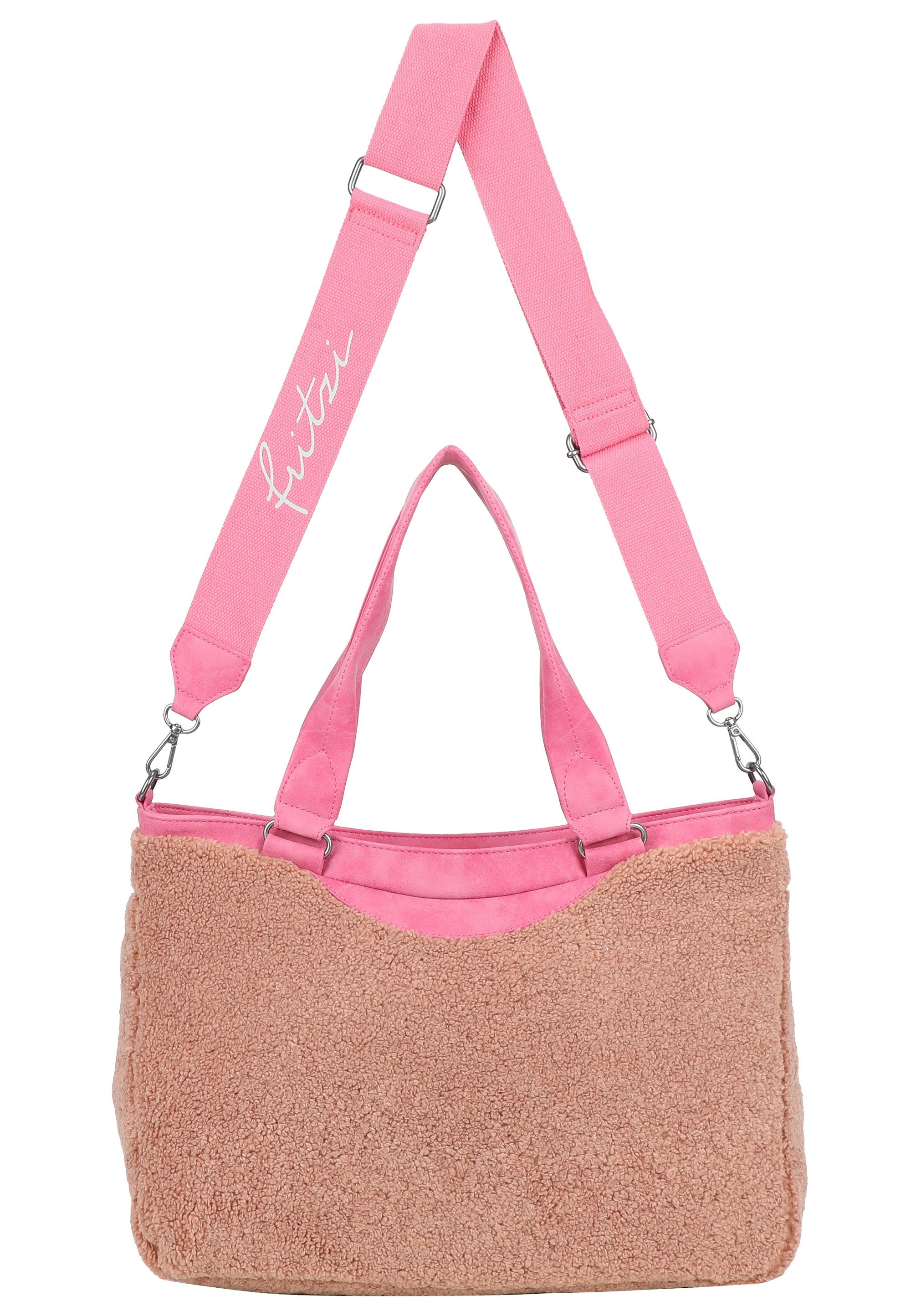 Fritzi aus Preußen Henkeltasche Teddy Black, aus kuscheligem, veganem Teddy-Material