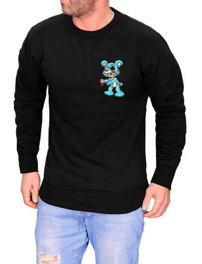 RMK Rundhalspullover Herren Pullover Langarmshirt Sweatshirt Pulli mit Cartoon Motiv