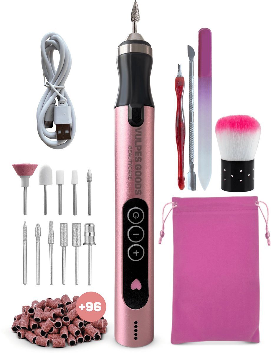 Vulpes Goods Maniküre-Pediküre-Set, 11 Bits und 96 Schleifrollen, kabellos, 11 Bits, 96 Schleifrollen