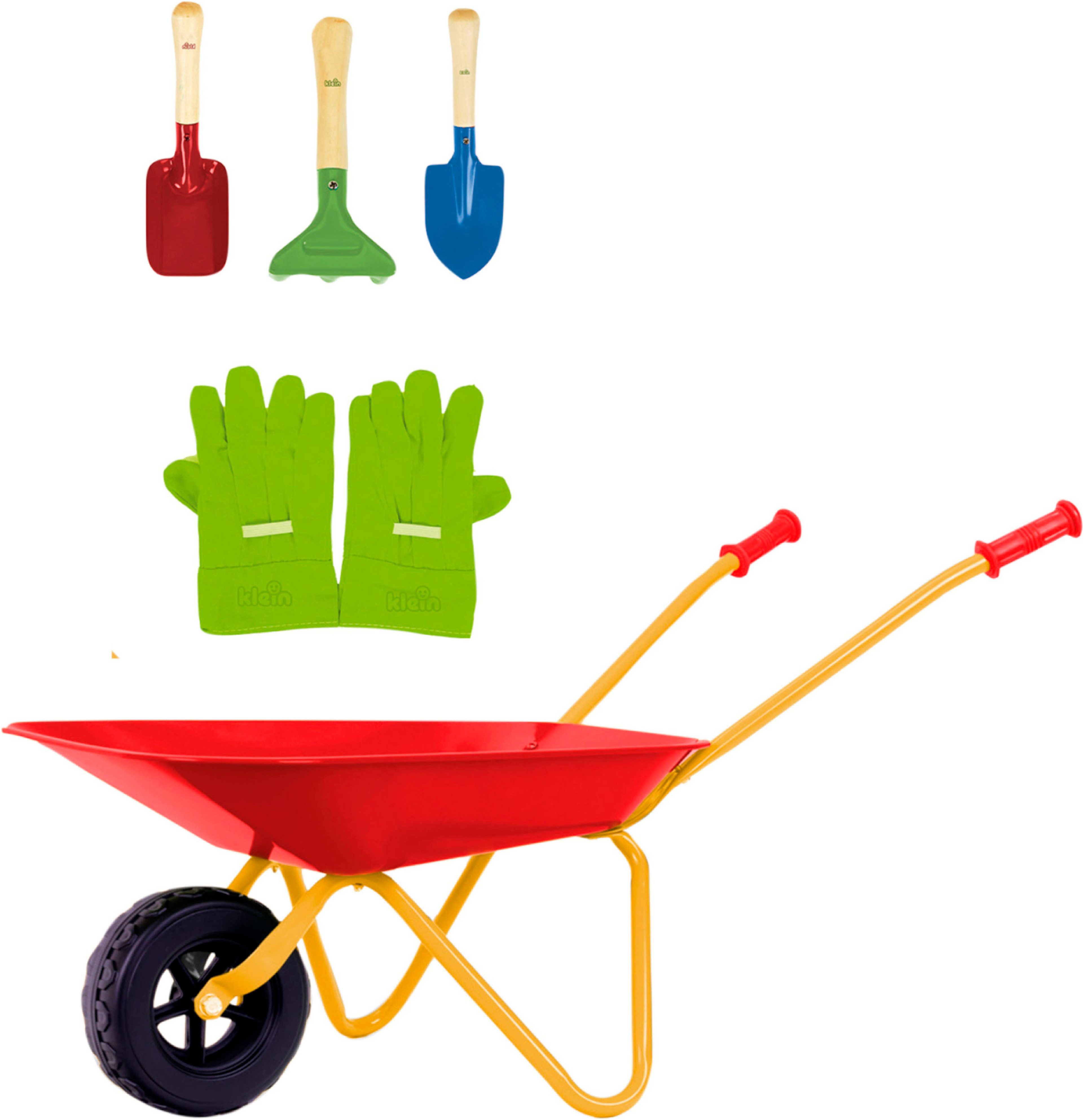 Klein Schubkarre Metallschubkarre mit Zubehör, für Kinder, aus Metall – Bild 4 von 5