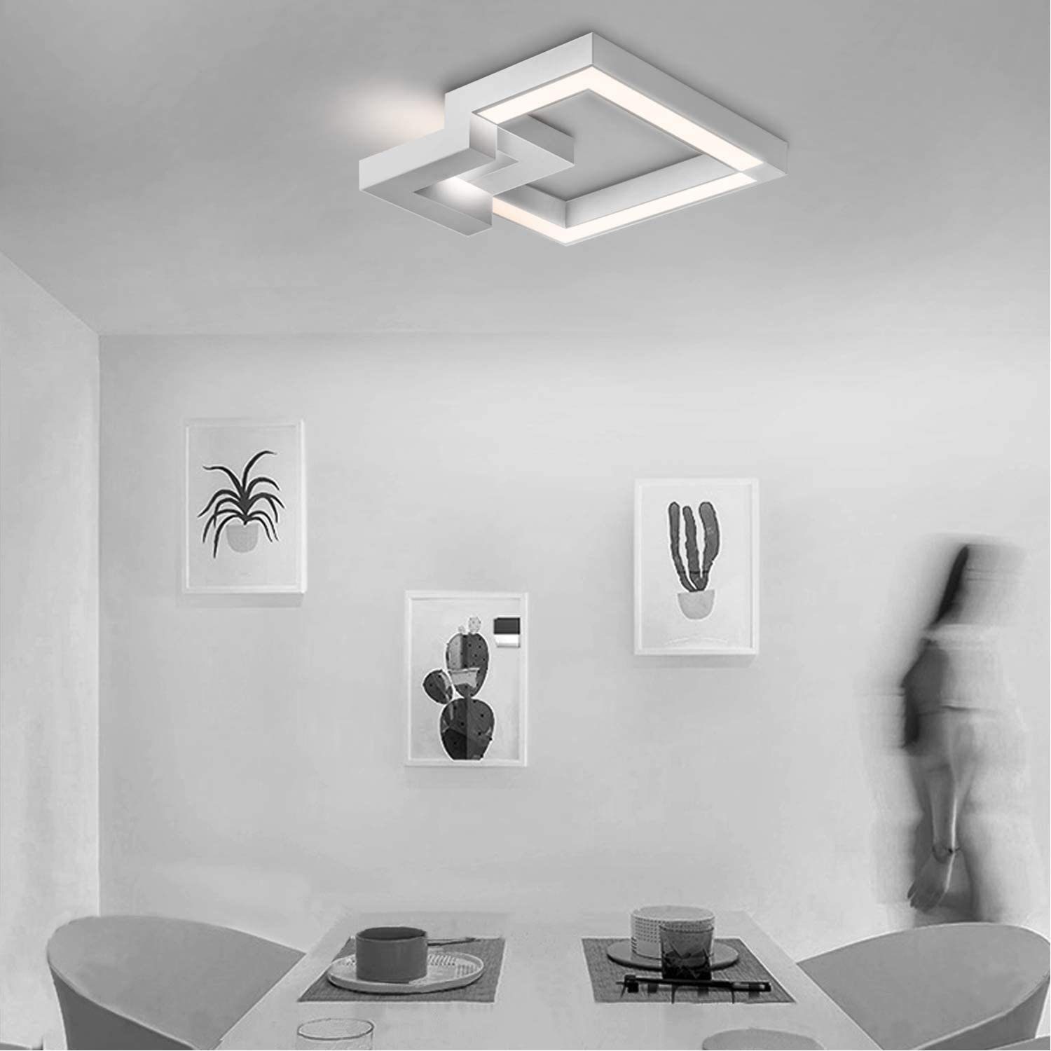 Tageslichtweiß für integriert, Deckenleuchte fest Eckig Badezimmer, Wohnzimmer ZMH LED Deckenlampe stufenlos LED
