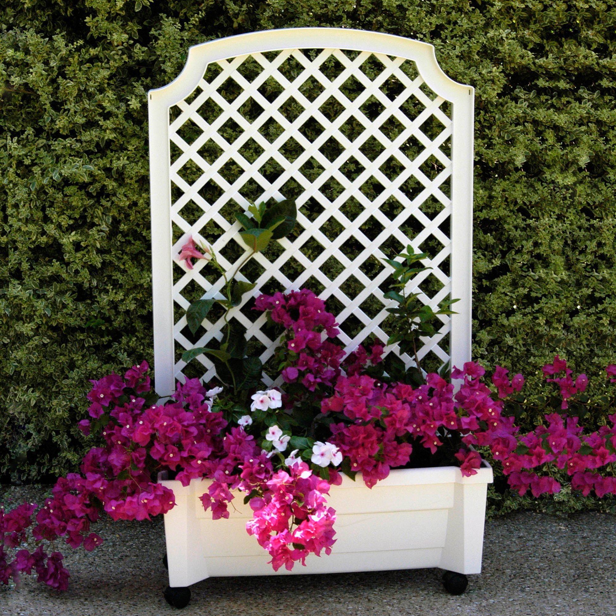 NYVI Blumenkasten Pflanzkasten NYVIGreen 79x35x134 cm 42L Bewässerungssystem & Spalier (1 St), Pflanzkübel aus wetterfestem & recyceltem Kunststoff, Steckmontage