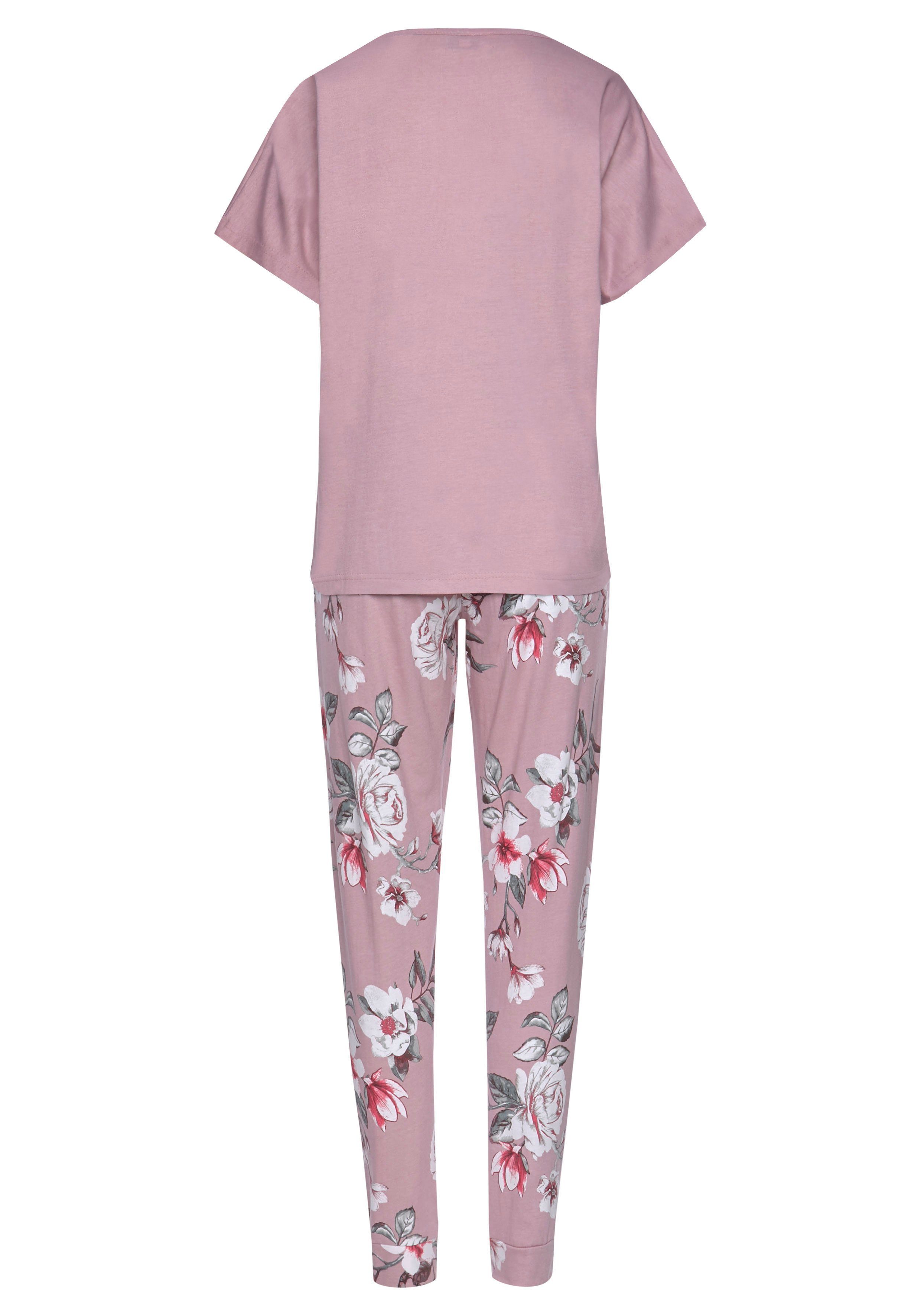 mit Stück) Dreams Vivance Hortensienmuster Pyjama (2 tlg., 1