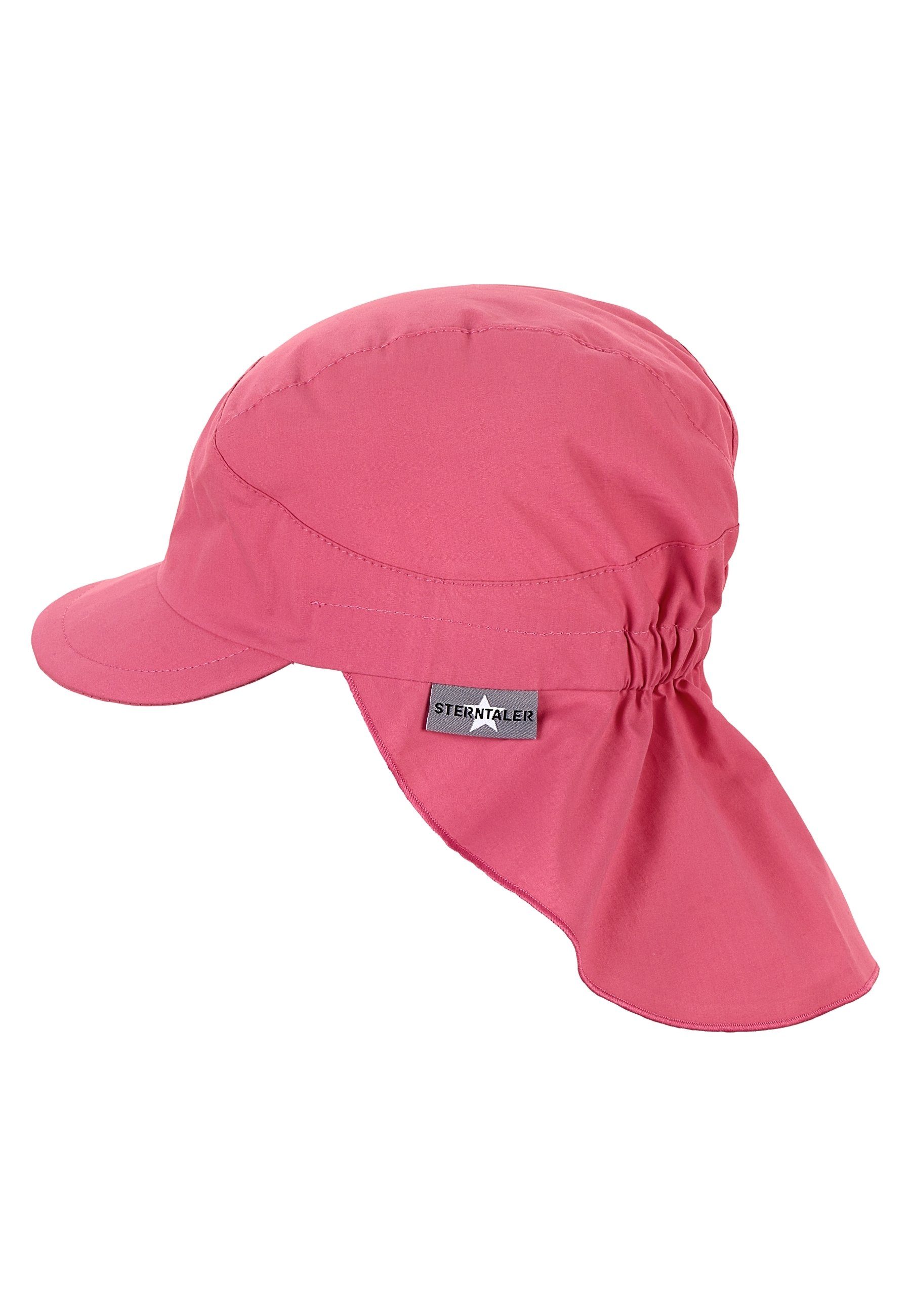 Sterntaler® Beanie mit koralle (1-St., Nackenschutz UV-Sonnenschutz Kindermütze 50) mit Sternen aus mit bedruckt Schirmmütze unifarben Erstlingsmütze UV-Popeline Schirm