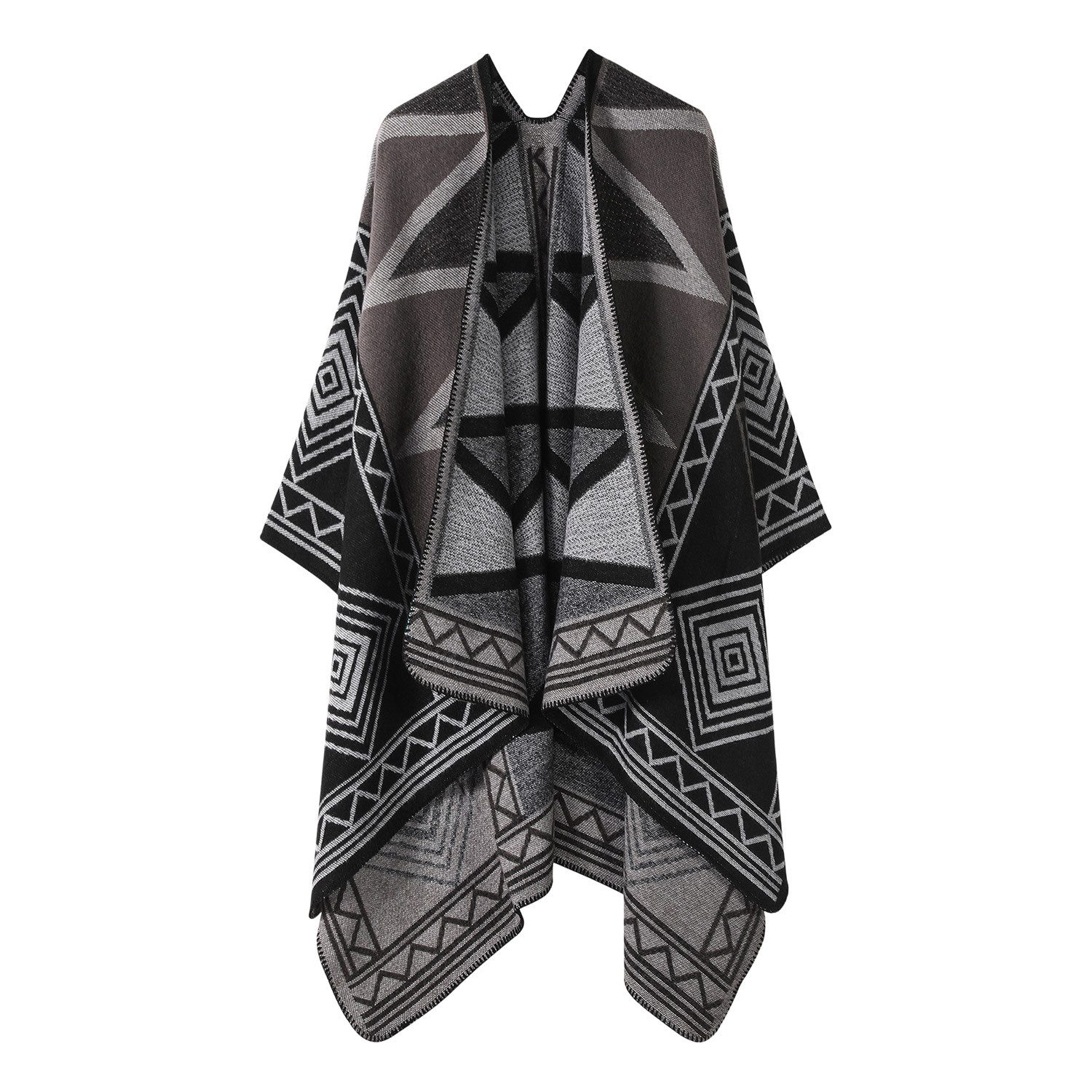 Refttenw Poncho Warmer Damen-Tuch,Vorne öffnender Tuch,Schal mit unregelmäßigem Muster