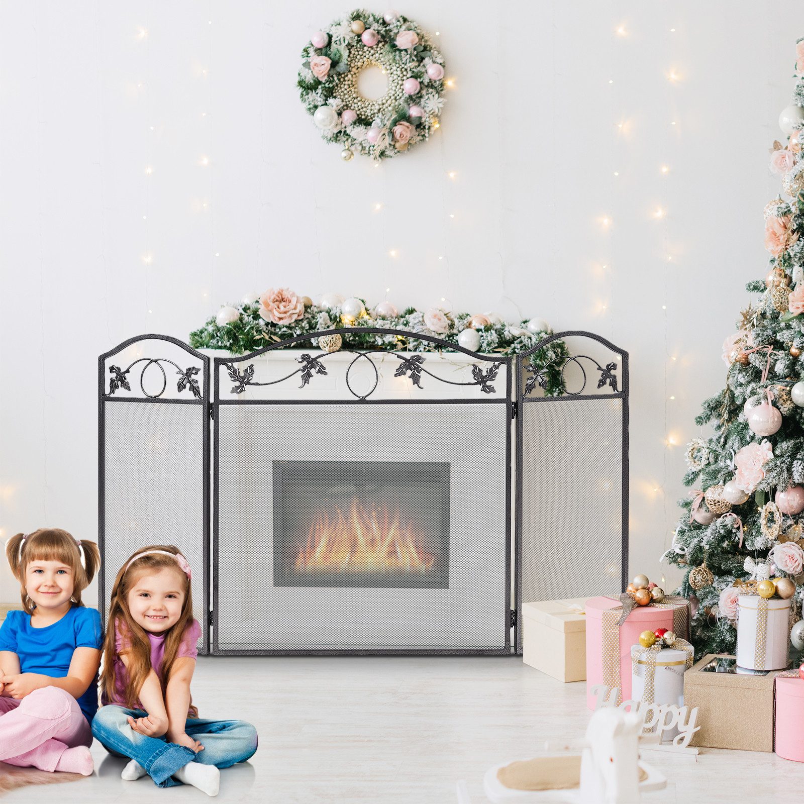 KOMFOTTEU Kamingitter, 3-Panel Funkenschutzgitter, klappbar günstig online kaufen