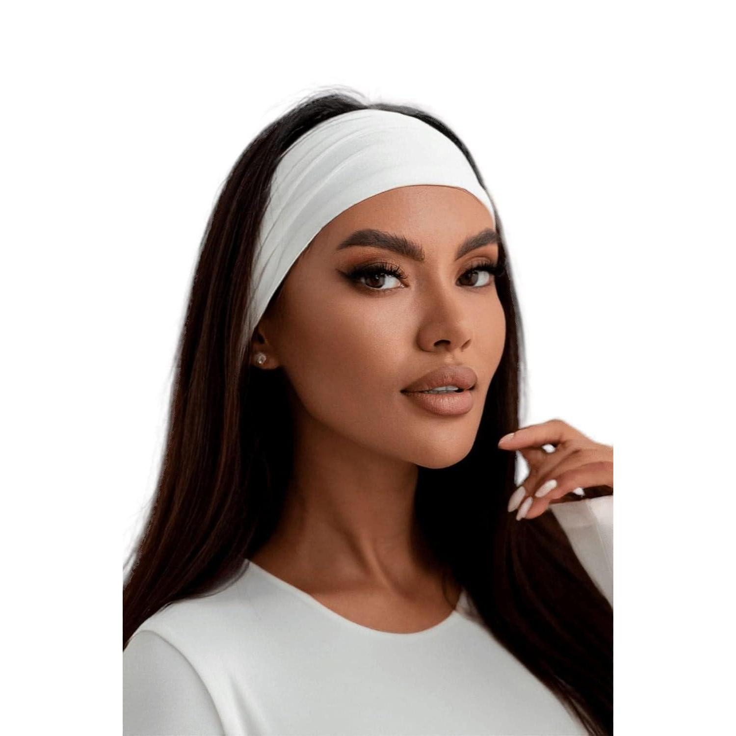 LuxusKollektion Haarband Stirnband Damen Breit Elastisch Weiß Haarband Haarreif Banda Bone