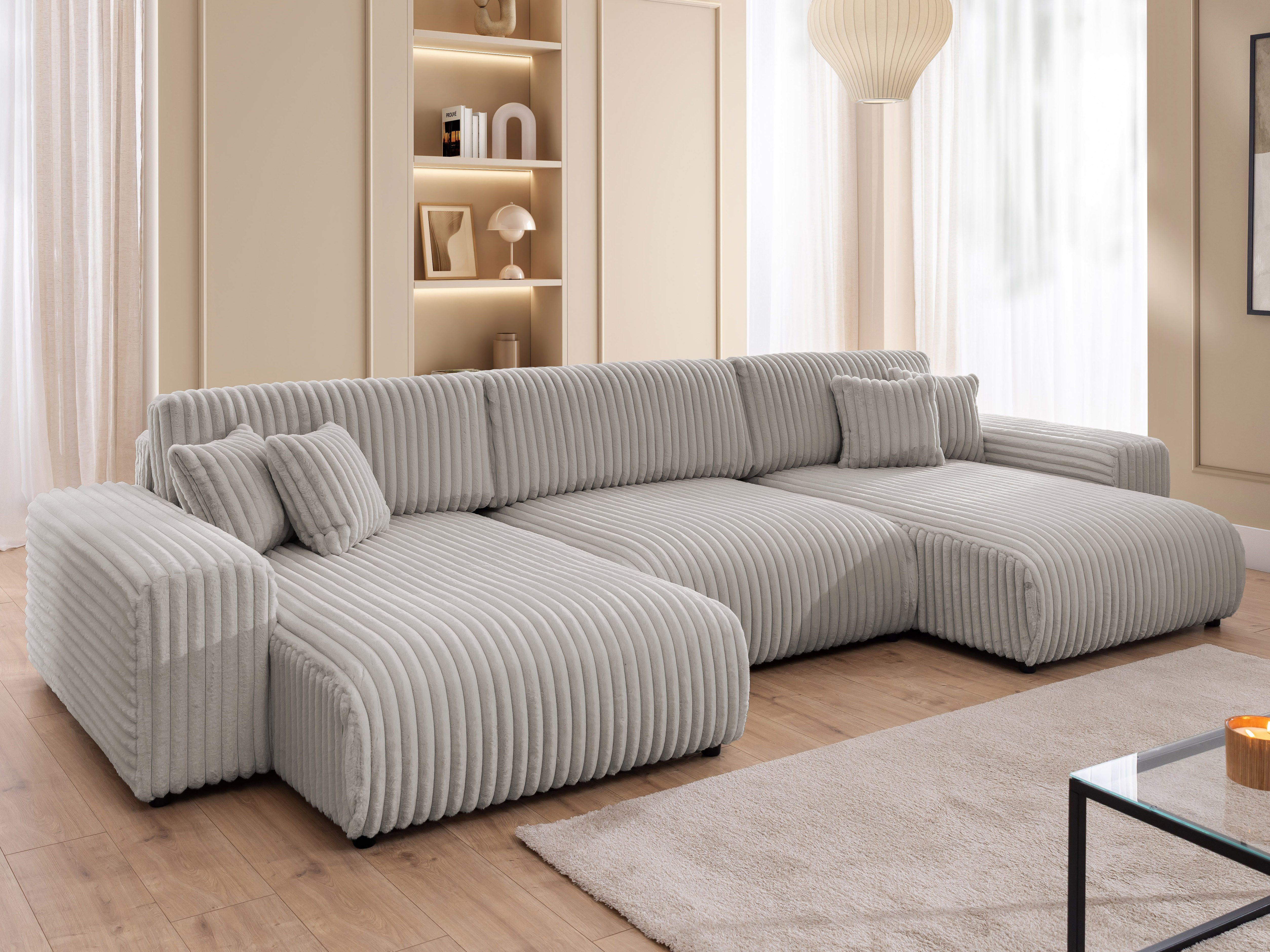 S-Style Möbel Wohnlandschaft Mollis mit Schlaffunktion und Bettkasten aus P günstig online kaufen