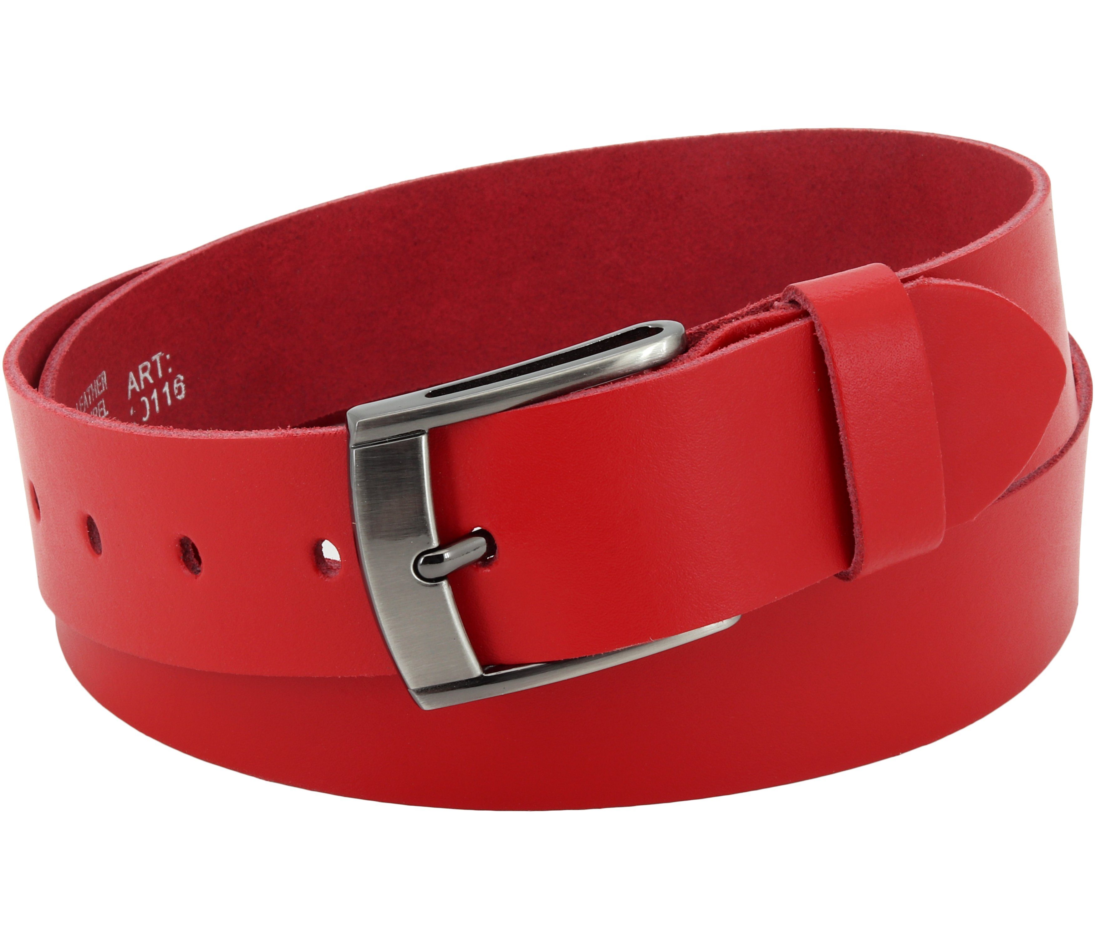 COLOGNEBELT Ledergürtel OM531-SL-Rot MADE IN GERMANY, Rot Kürzbar, 100 % Echtleder, Aus einem Stück, Unisex | Gürtel