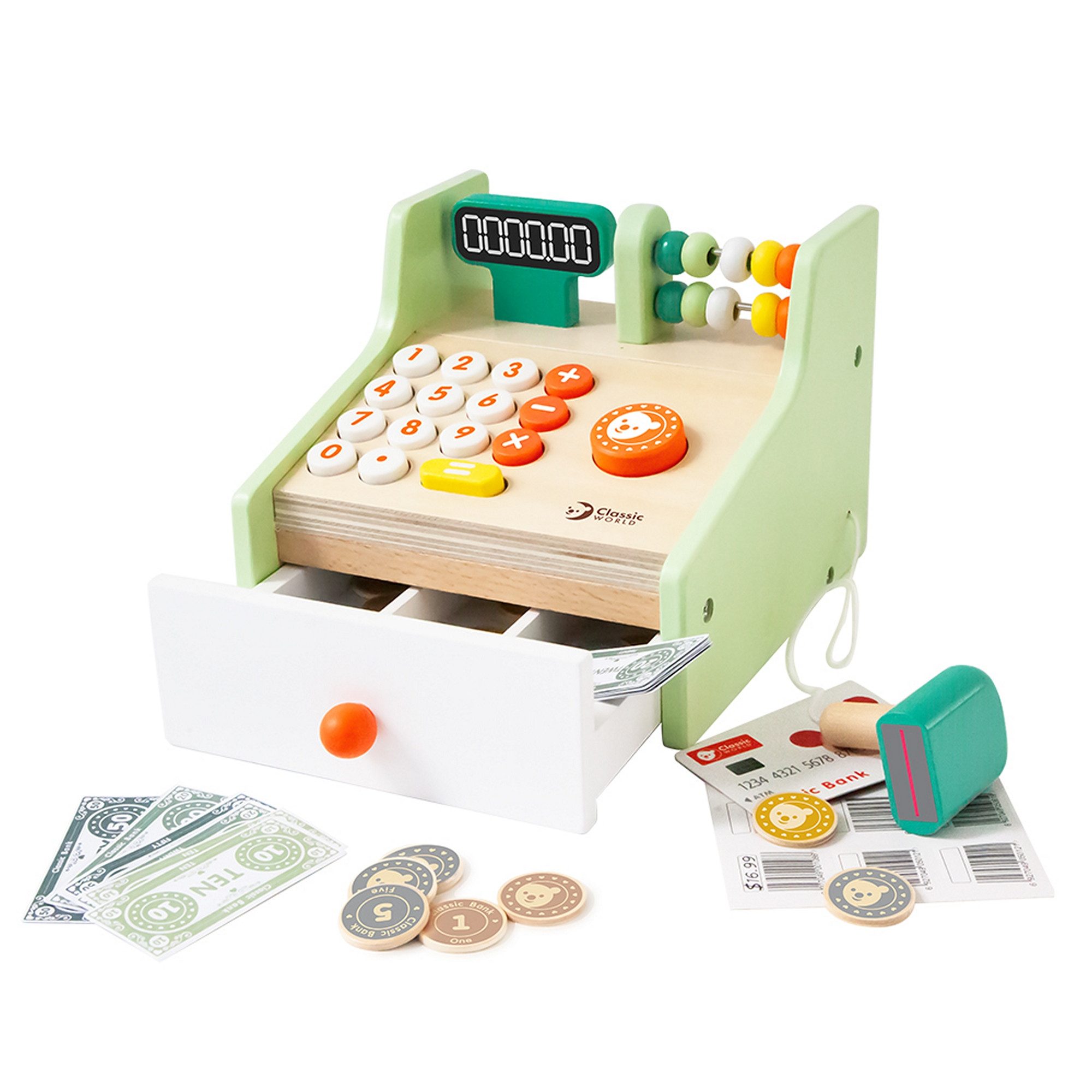 Classic World Spielkasse Classic World - Kaufladen Kasse - 19x20x14cm - ab 3 Jahre