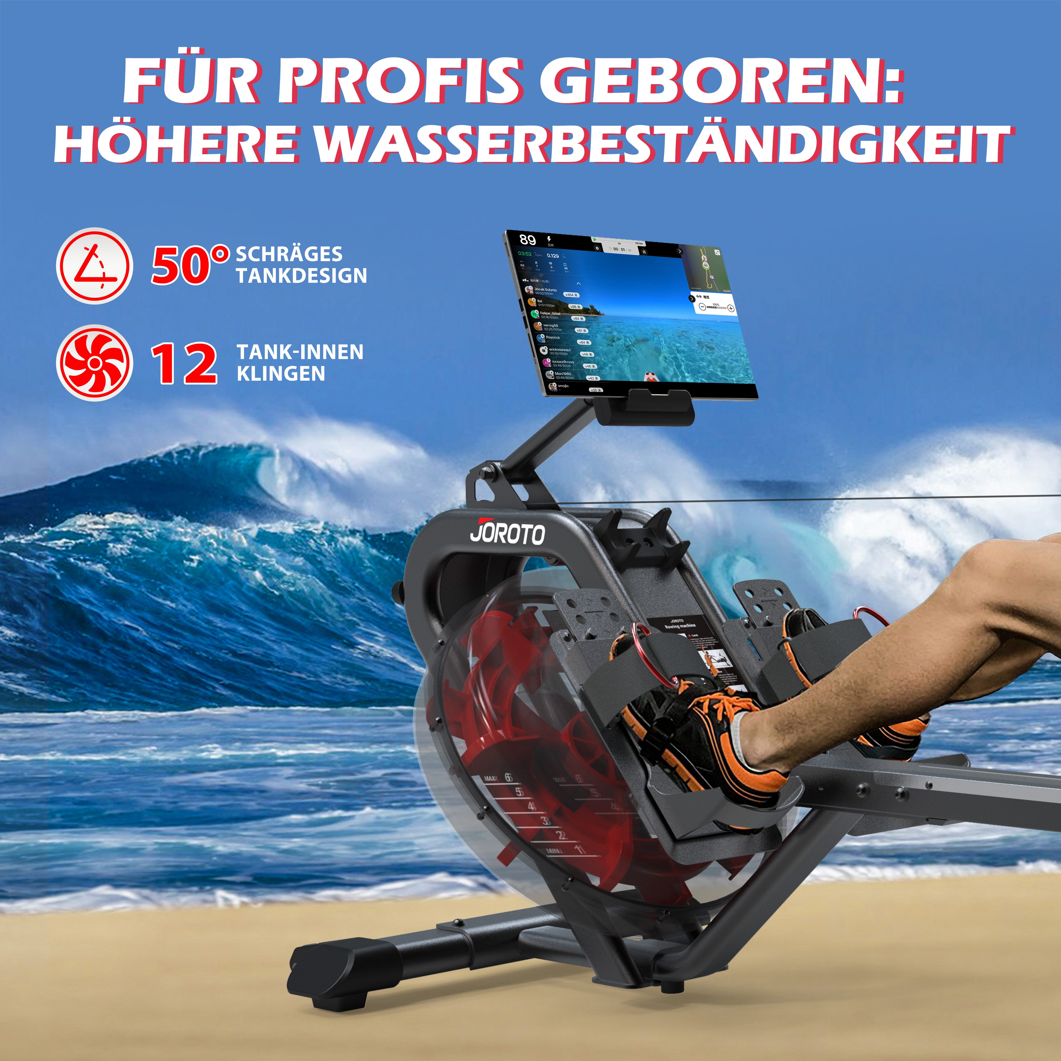 JOROTO Rudergerät MR23 & MR26 Wasser Rudergerät für zu Hause, 150 kg Belastbar, 30 Tage Kinomap APP-Mitgliedschaft