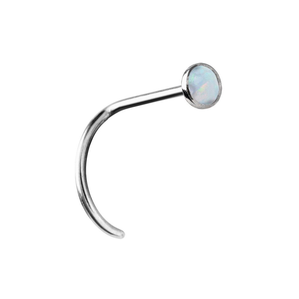 Karisma Nasenpiercing Titan G23 Nasenpiercing Stärke 0,8mm mit Opal Stein Weiss 2,35mm
