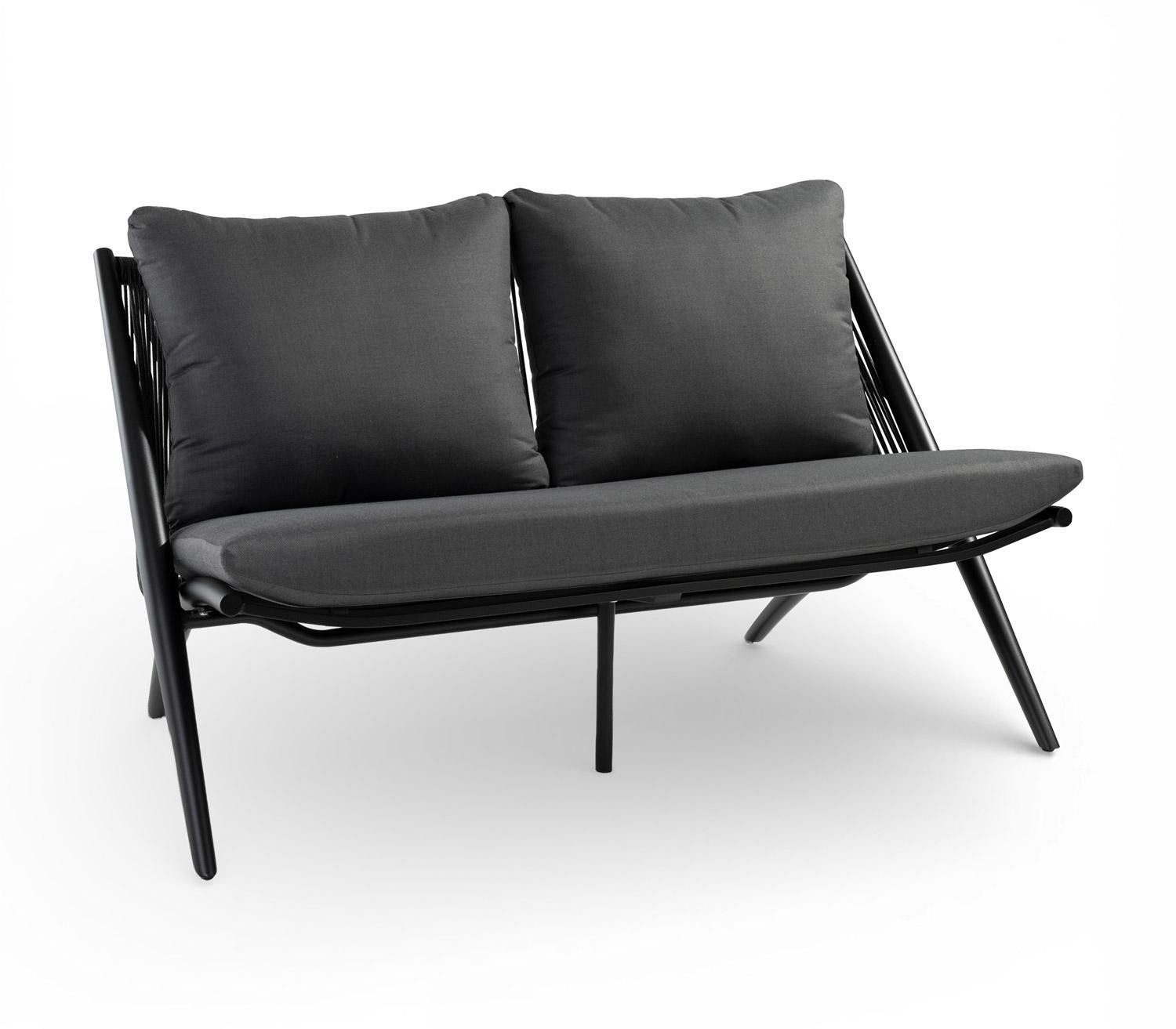 Bizzotto Gartenbank ALOHA, Aluminium, Anthrazit, B 144 cm, mit Kissen