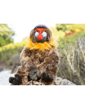 Uni-Toys Kuscheltier Mandrill mit Klettverschluss - 29 cm (Höhe) - Plüsch-Affe, Plüschtier, zu 100 % recyceltes Füllmaterial