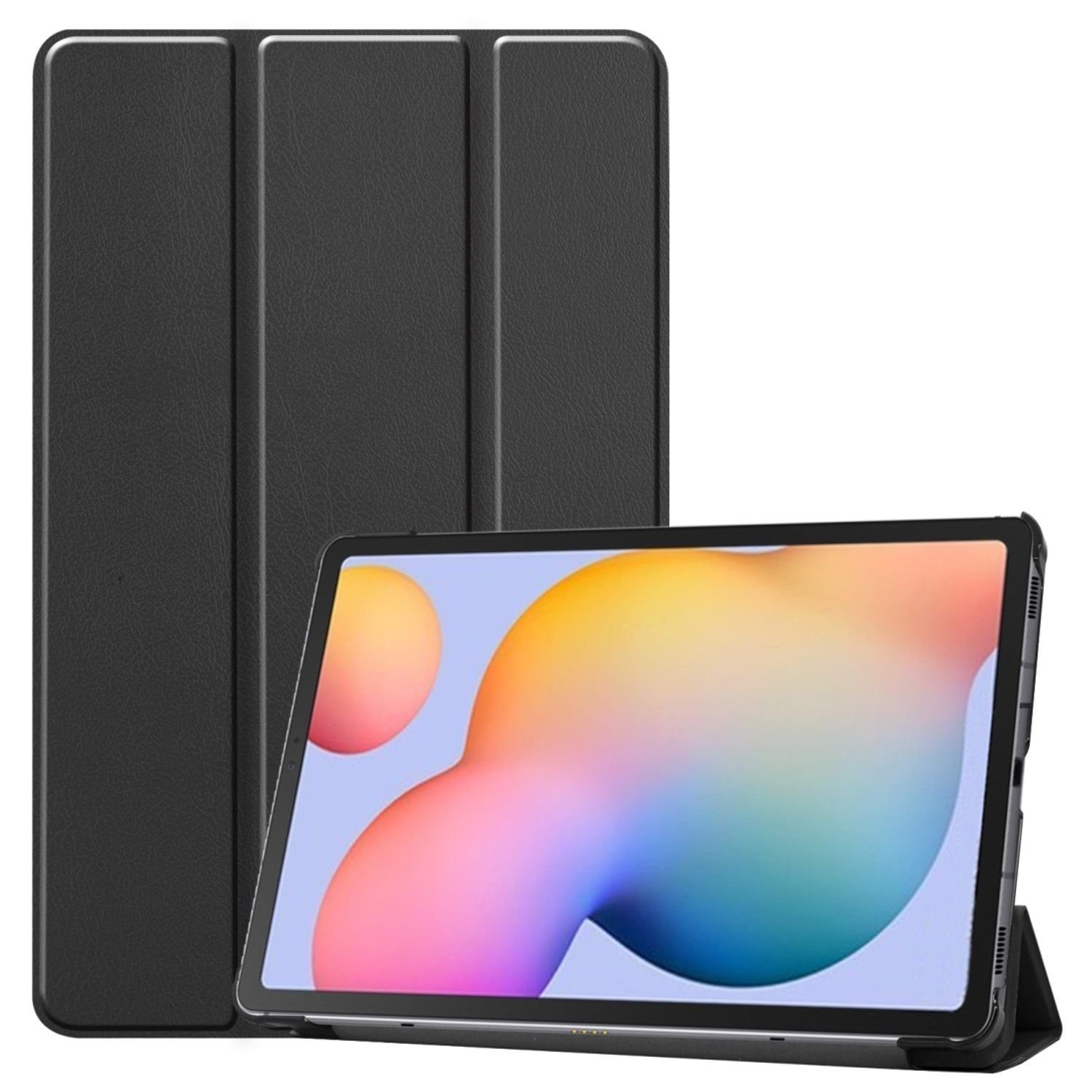 König Design Tablet-Hülle, Tablethülle für Samsung Galaxy Tab S6 Lite Schutztasche Wallet Cover 360 Case Etuis Schwarz