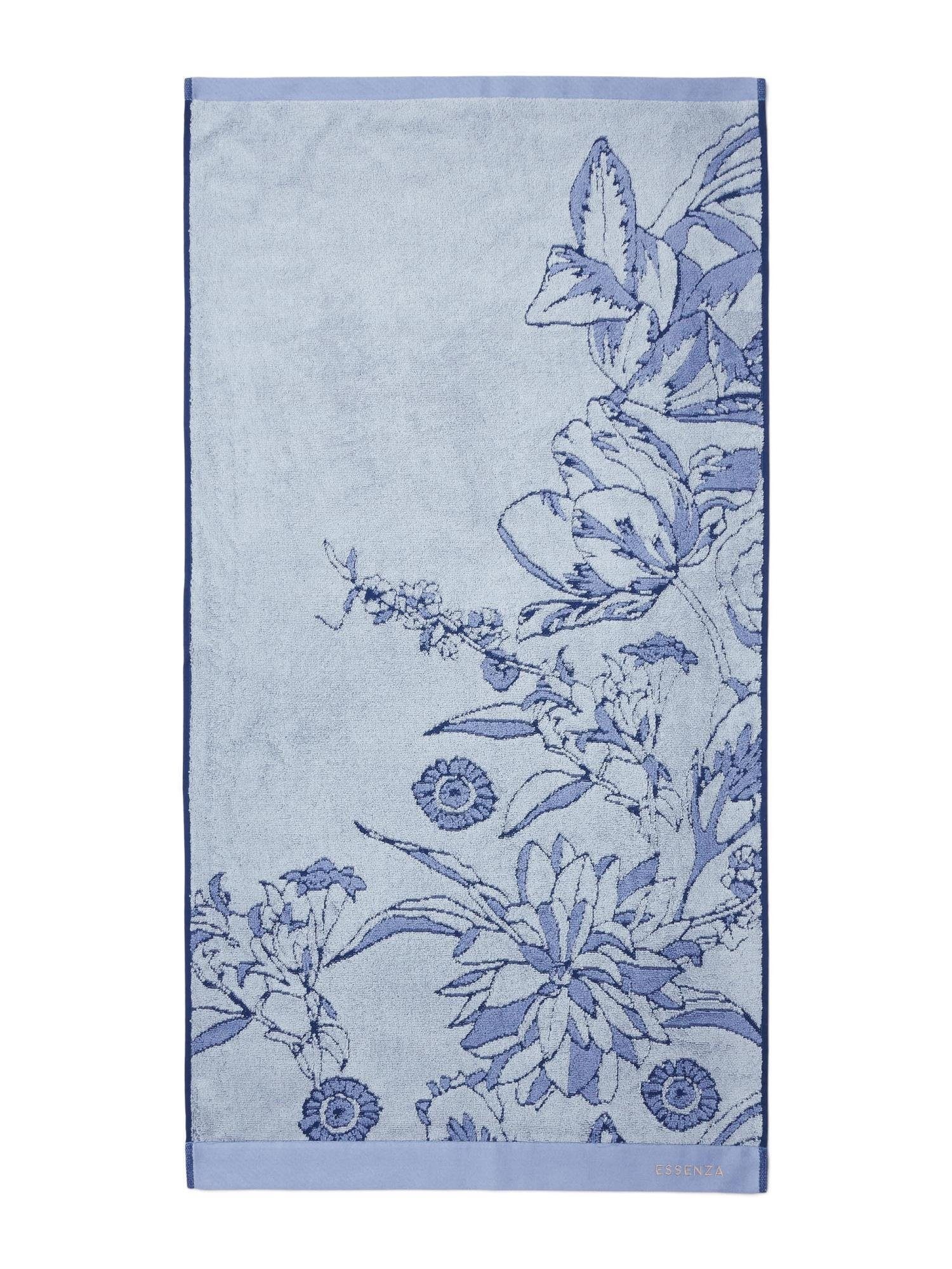 Blau mit Frottier (1-St), Malou, Handtücher Essenza jacquardgewebter Blume