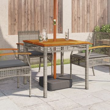 vidaXL Gartentisch Gartentisch Grau 80x80x75 cm Poly Rattan Akazienholz